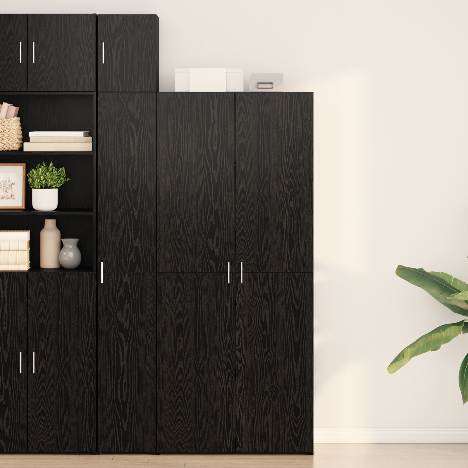 Highboard Black Oak 40x42.5x185 cm Engineered Wood