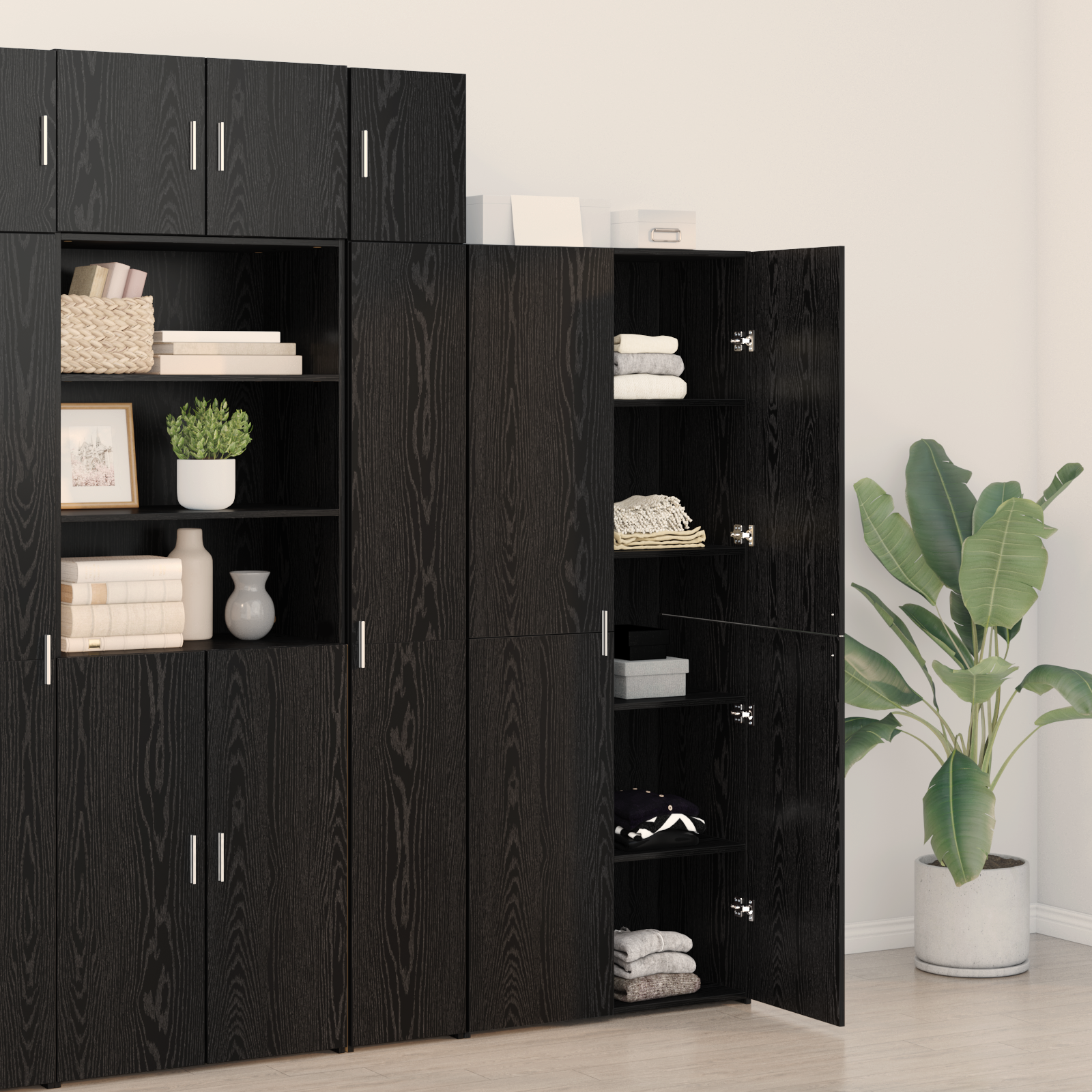 Highboard Black Oak 40x42.5x185 cm Engineered Wood - Image 4