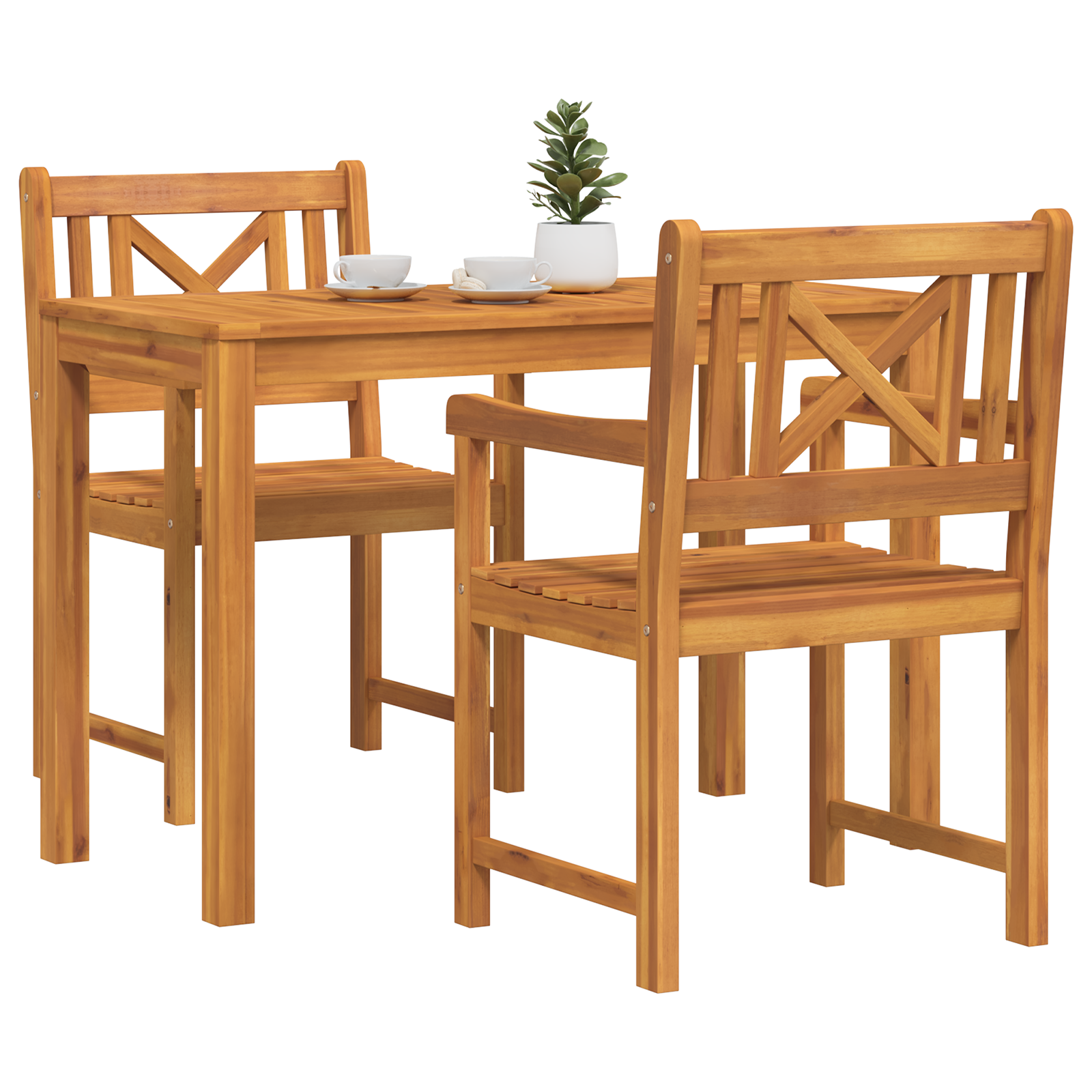 Градински столове 2 бр 56x56x90 см Масивна акациева дървесина - Image 3