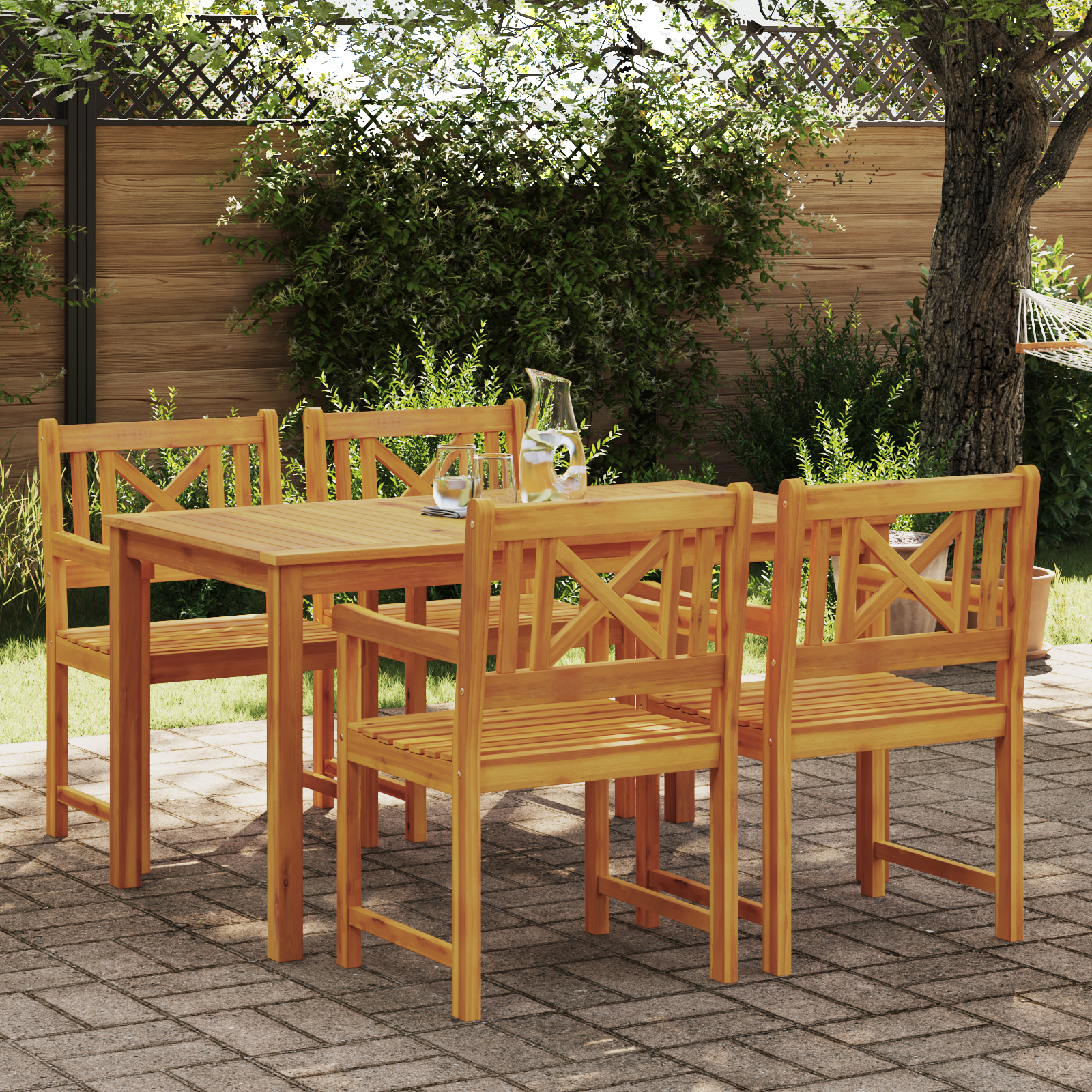 5 Piece Garden Dining Set Solid Wood Acacia