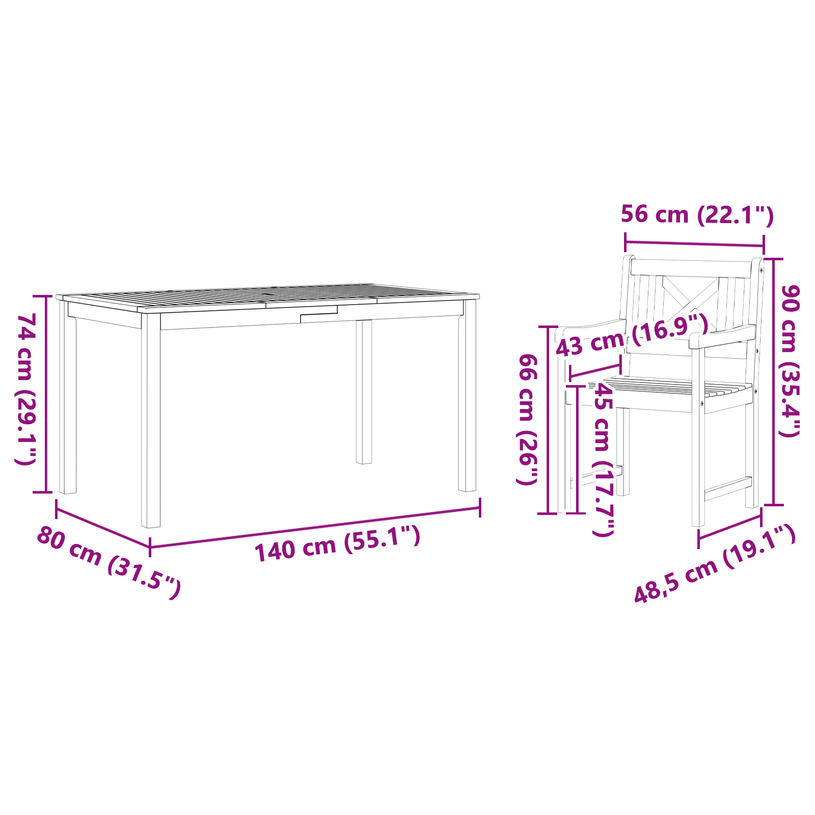 5 Piece Garden Dining Set Solid Wood Acacia - Image 10