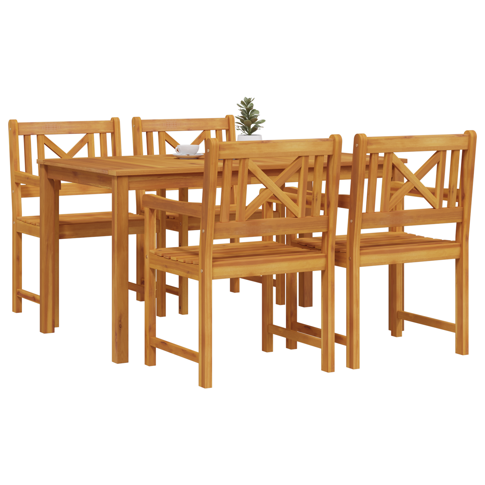 5 Piece Garden Dining Set Solid Wood Acacia - Image 3