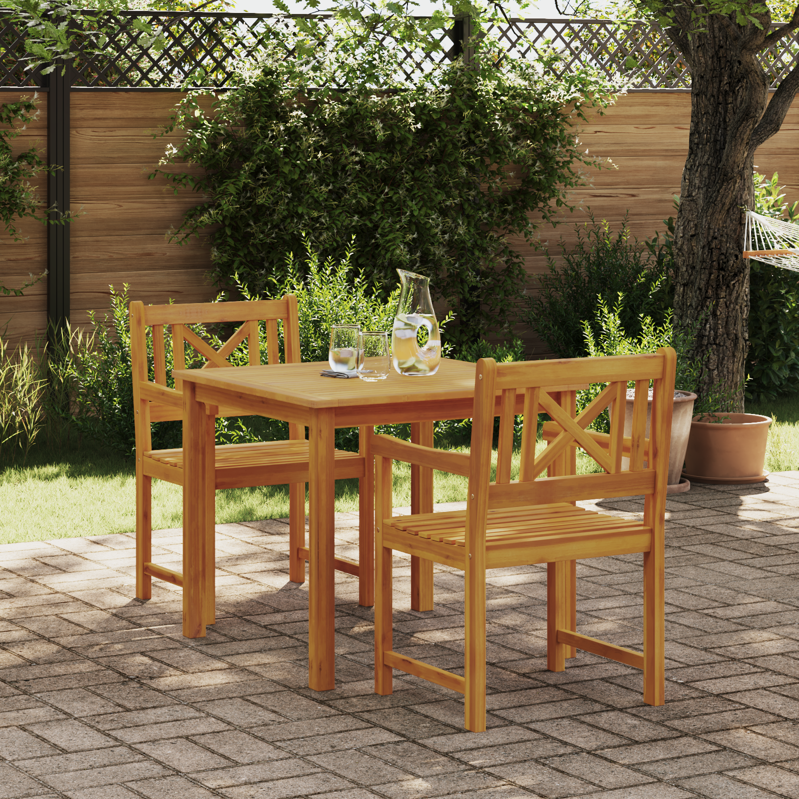 3 Piece Garden Dining Set Solid Wood Acacia