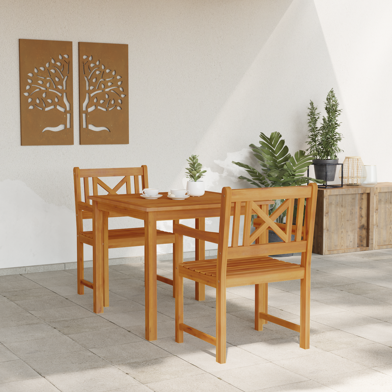 3 Piece Garden Dining Set Solid Wood Acacia - Image 4