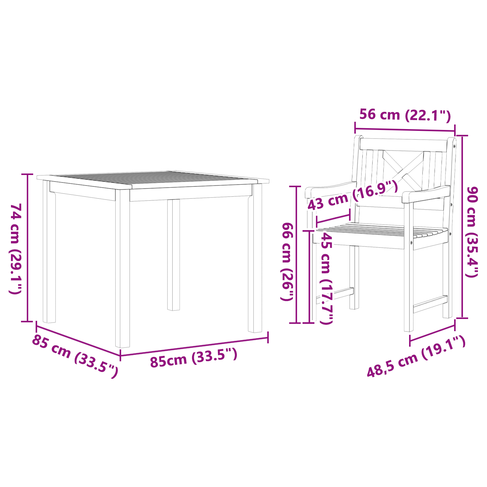 3 Piece Garden Dining Set Solid Wood Acacia - Image 10