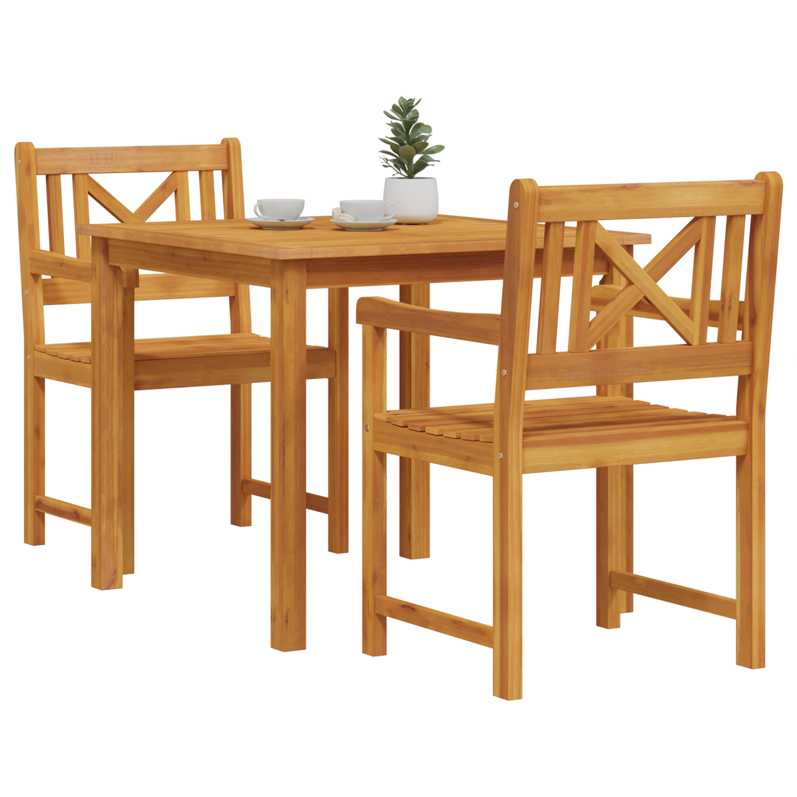 3 Piece Garden Dining Set Solid Wood Acacia - Image 3
