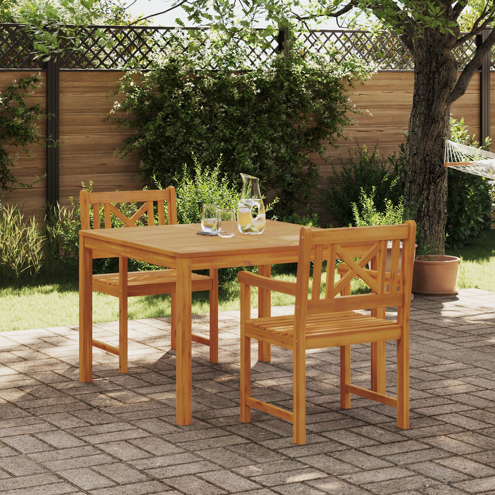 3 Piece Garden Dining Set Solid Wood Acacia