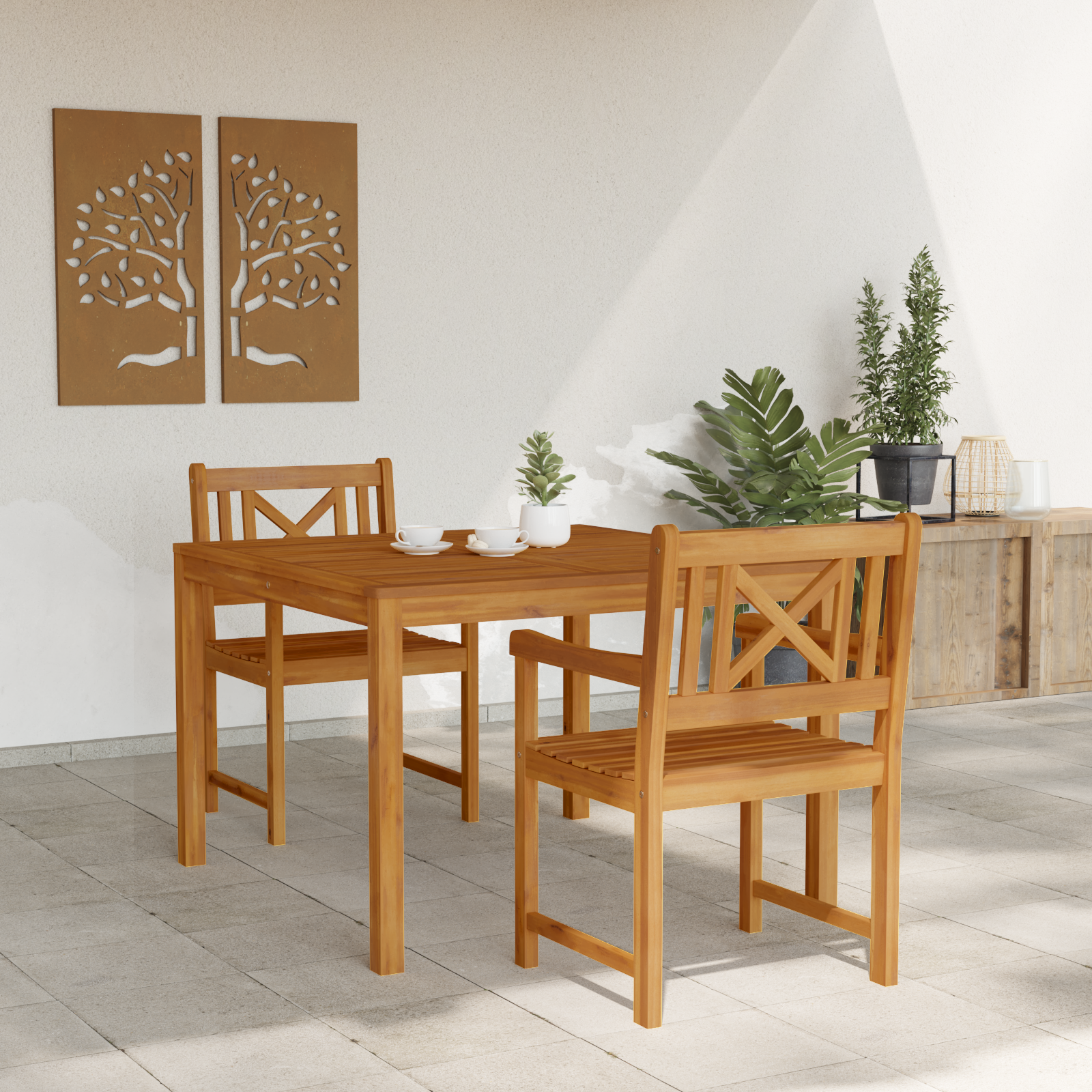 3 Piece Garden Dining Set Solid Wood Acacia - Image 4