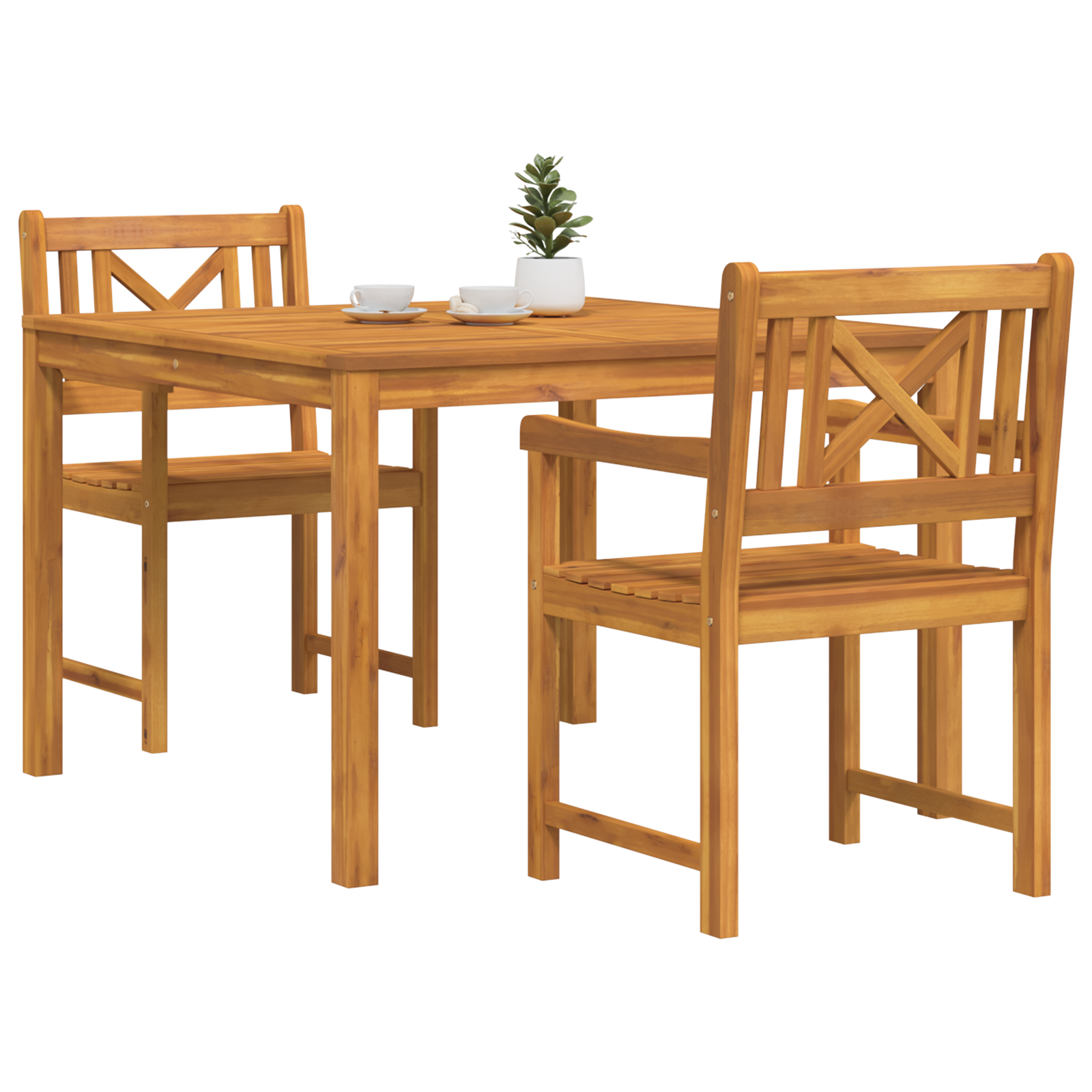 3 Piece Garden Dining Set Solid Wood Acacia - Image 3