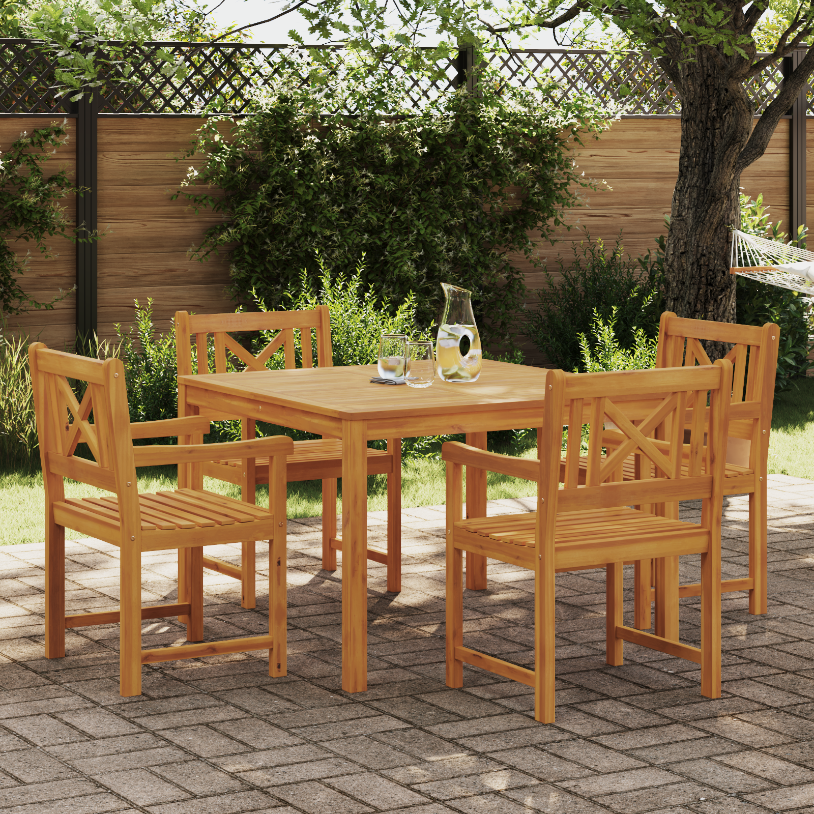 5 Delig Tuin Eetset Massief Hout Acacia