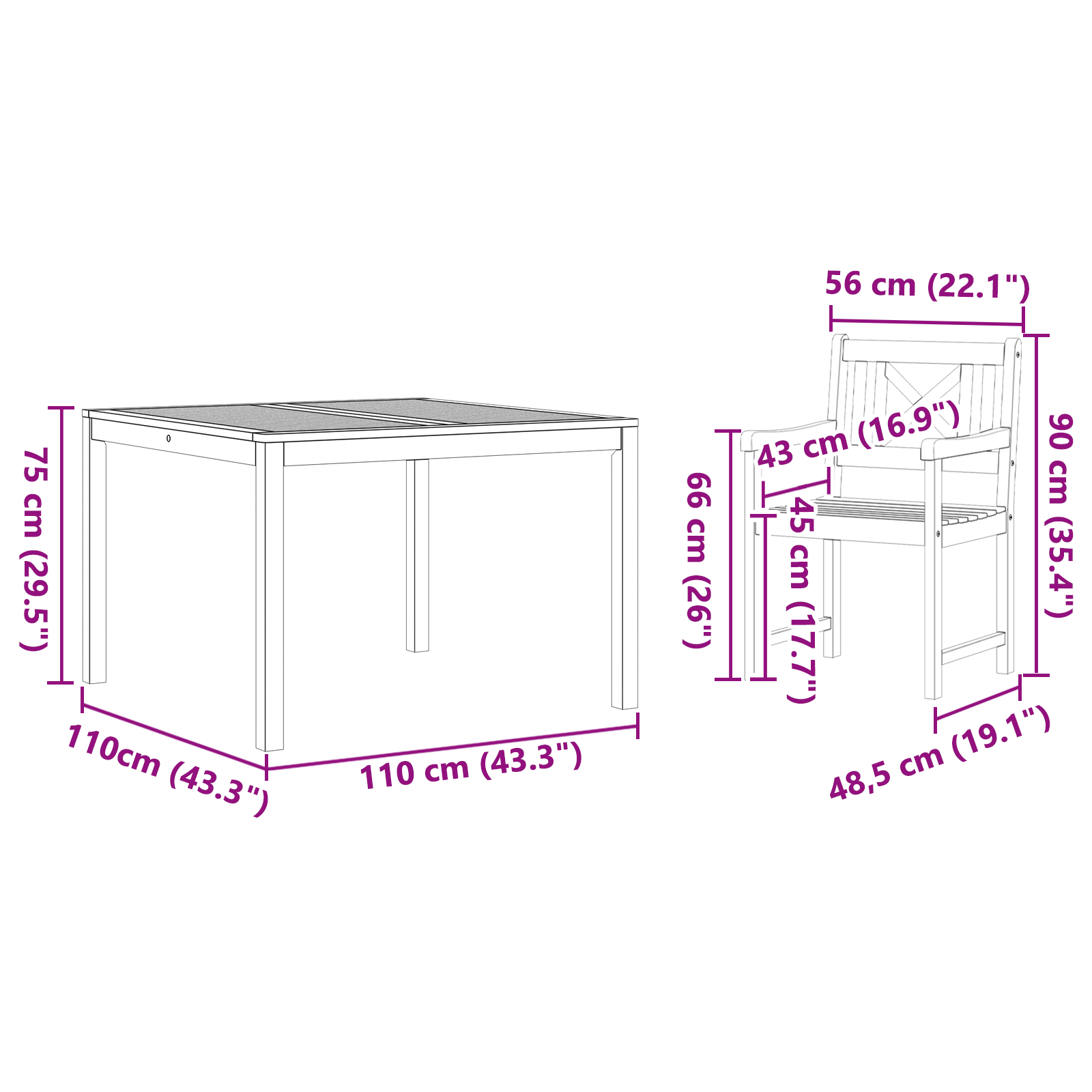 5 Piece Garden Dining Set Solid Wood Acacia - Image 10