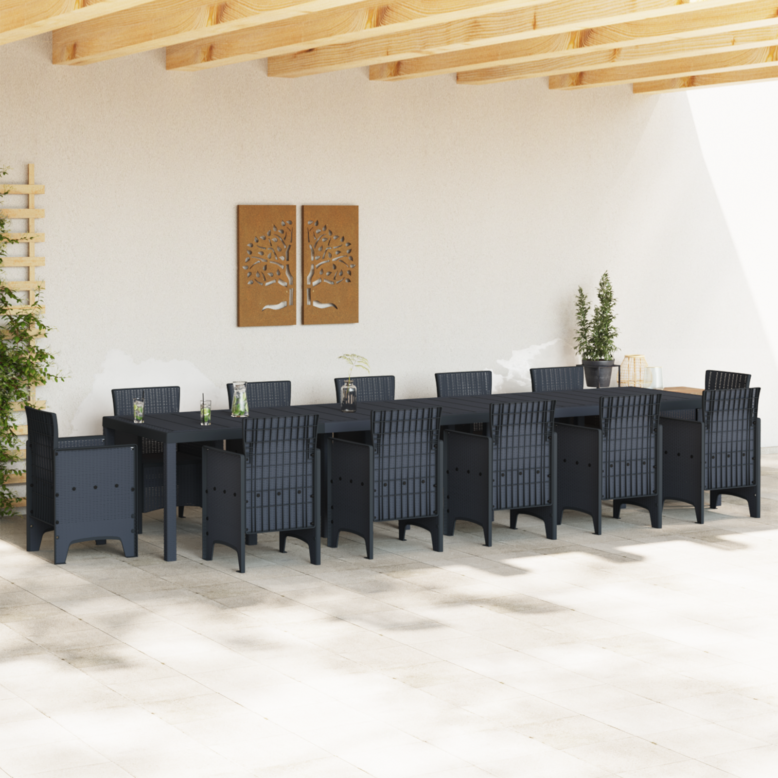 Garden Table Anthracite 400x100x73 cm Poly Rattan - Image 3