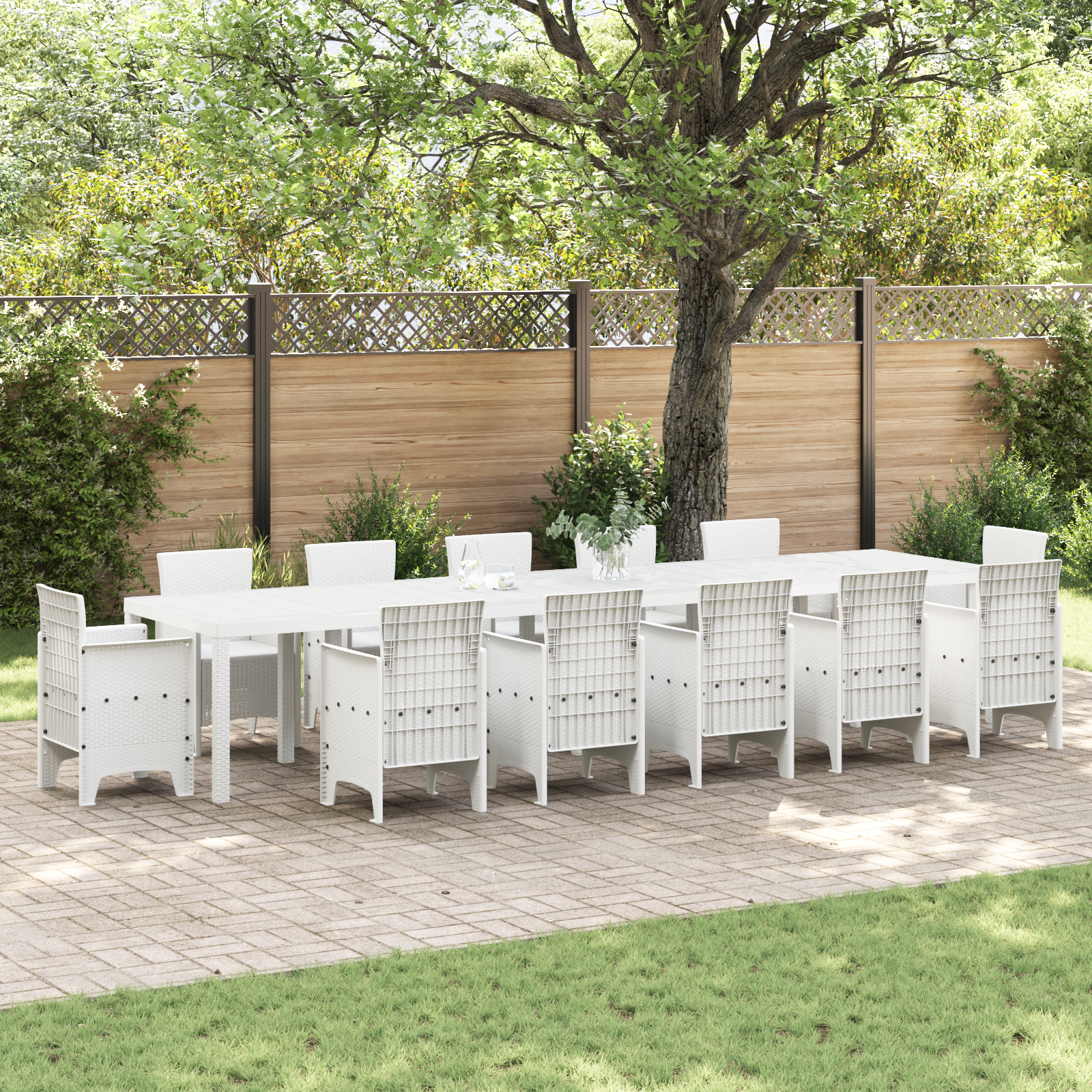 Tavolo da Giardino Bianco 400x100x73 cm Rattan Sintetico 3378530