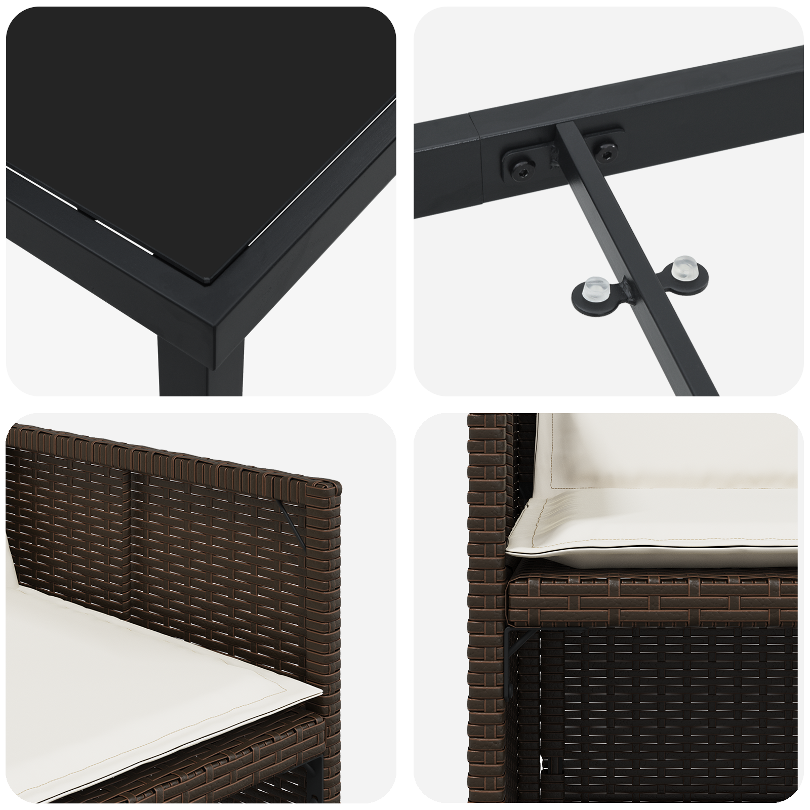 5 Piece Garden Dining Set with Cushions Brown Poly Rattan - Image 9