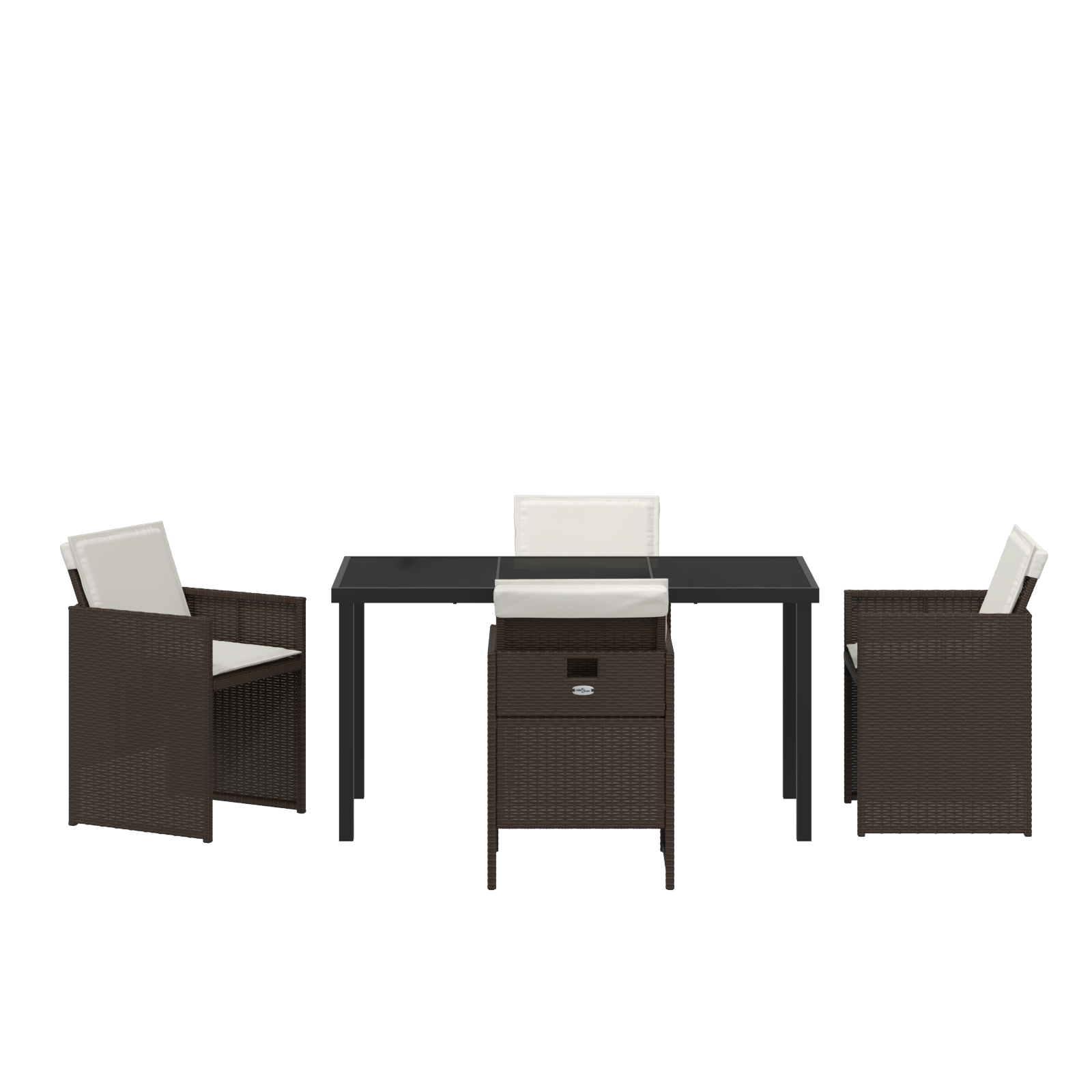 5 Piece Garden Dining Set with Cushions Brown Poly Rattan - Image 7