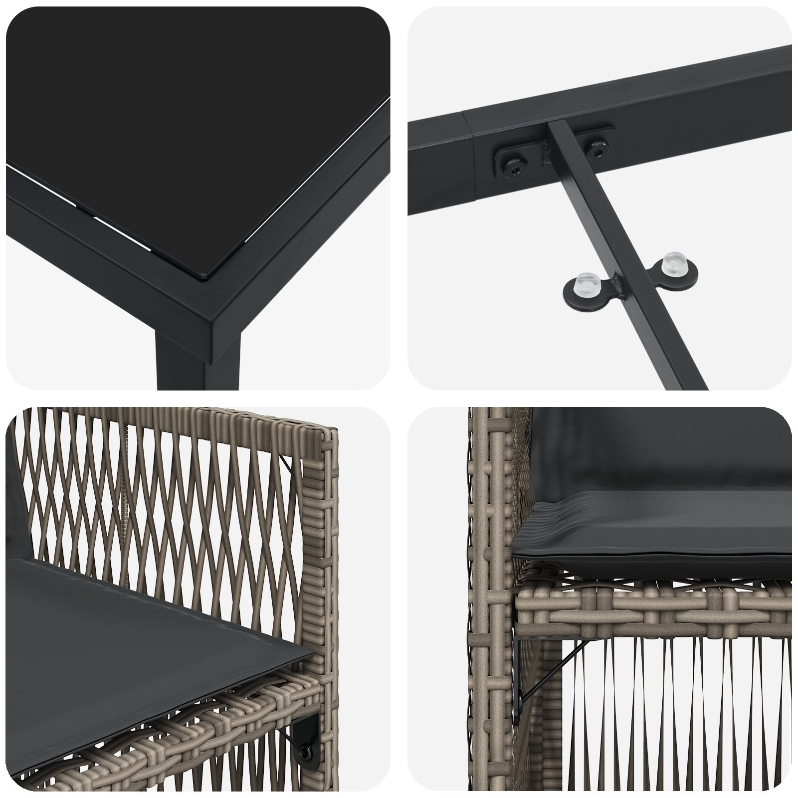 9 Членен градински трапезен комплект с възглавнички сив полирана ратанова - Image 9