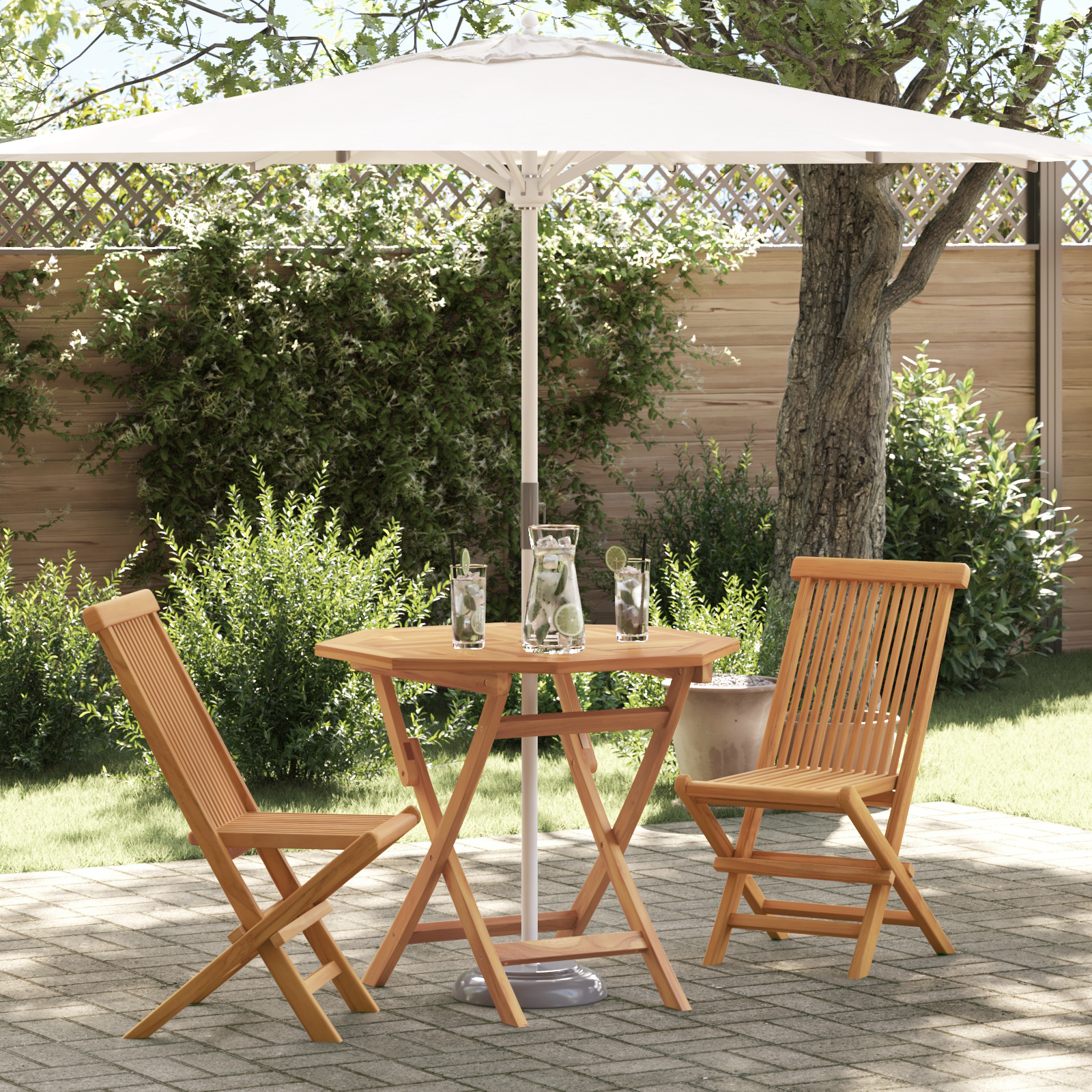 3 Piece Folding Garden Bistro Set Solid Wood Acacia