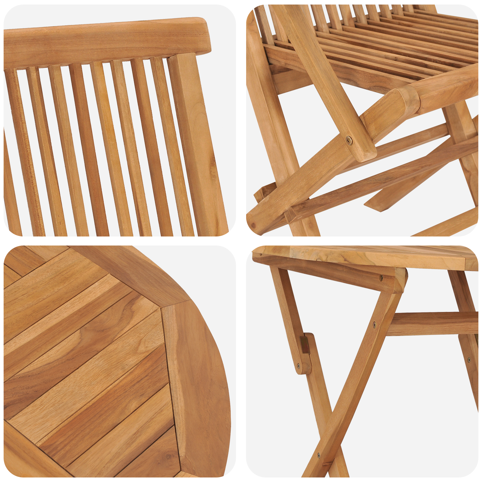 3 Piece Folding Garden Bistro Set Solid Wood Acacia - Image 9