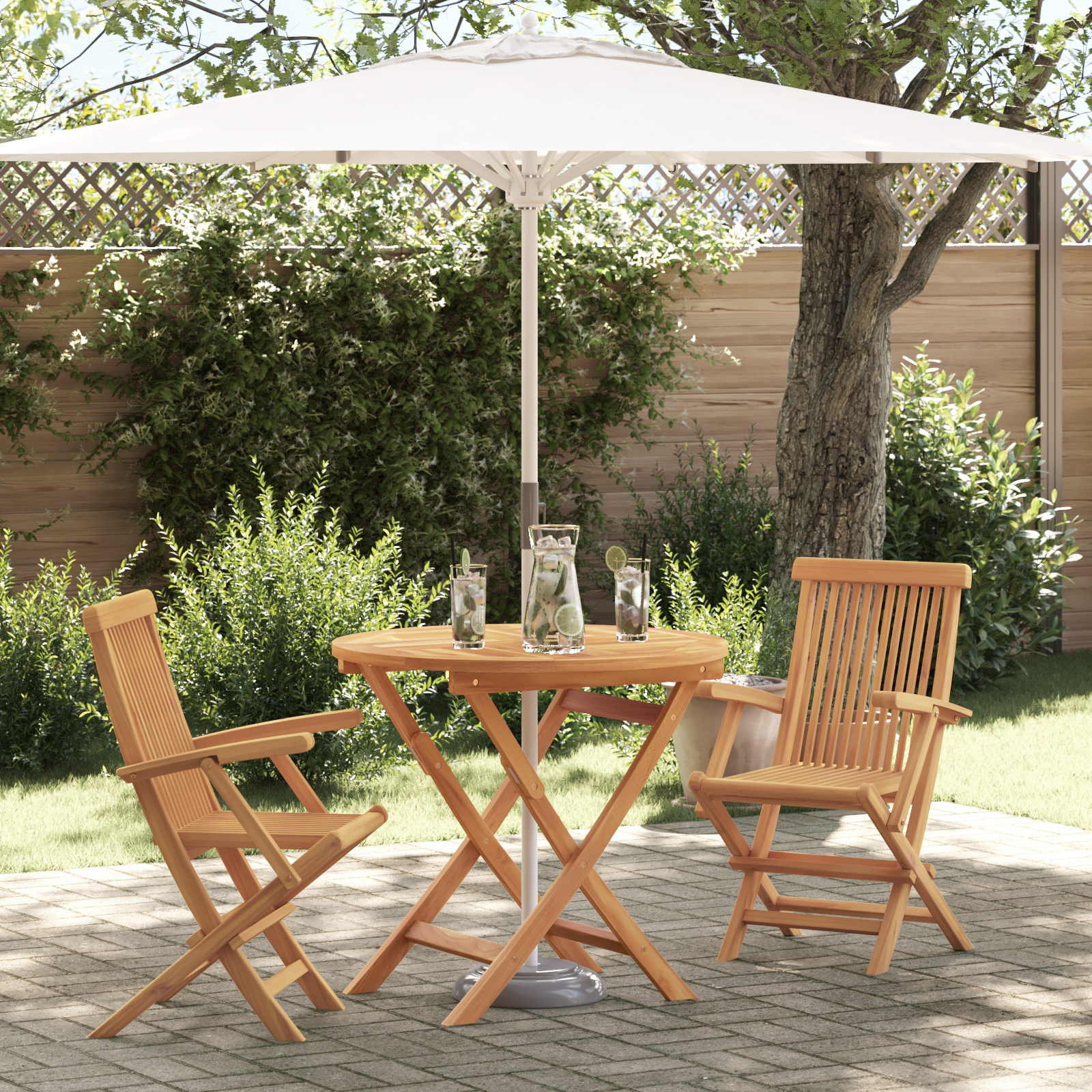 3 Piece Folding Garden Bistro Set Solid Wood Acacia