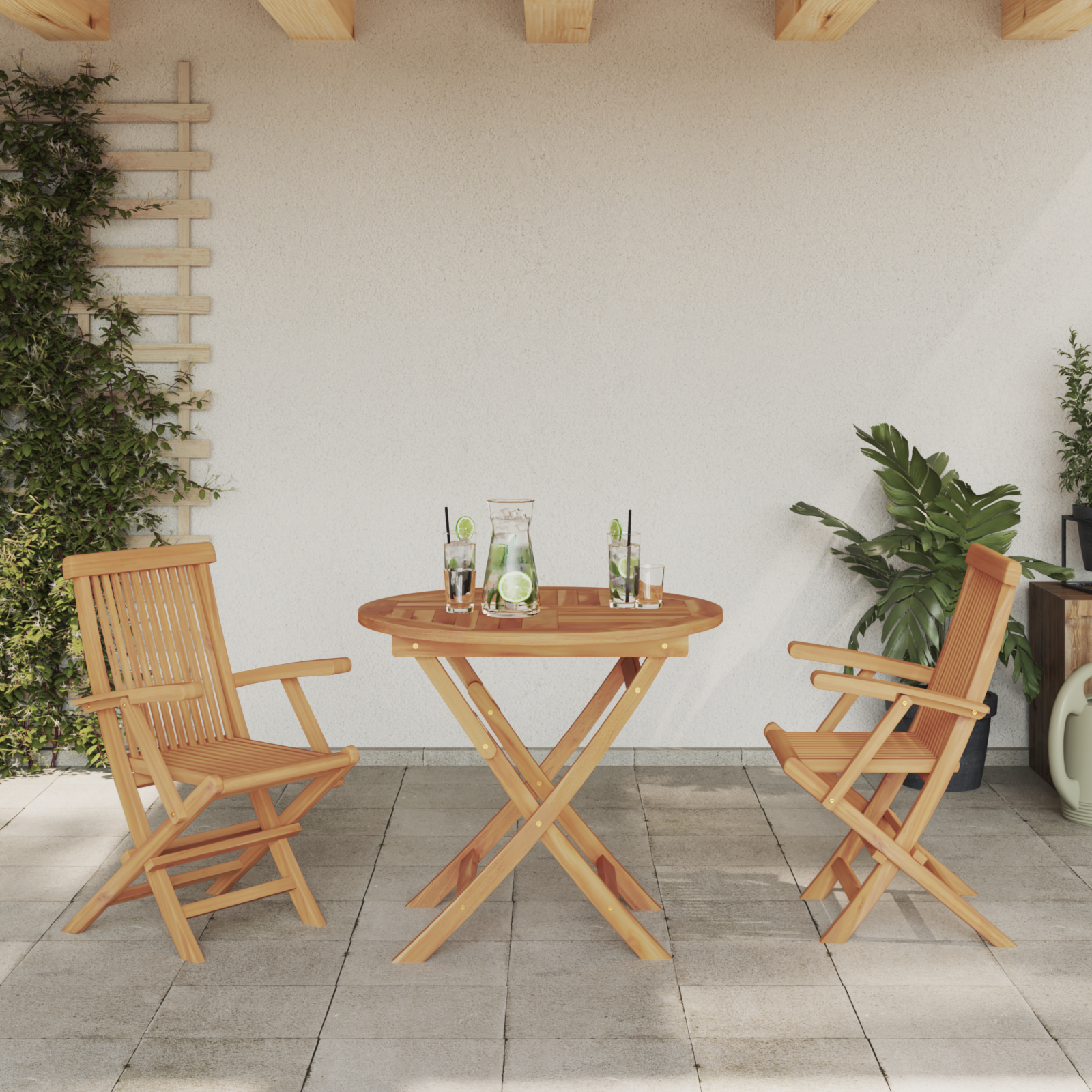 3 Piece Folding Garden Bistro Set Solid Wood Acacia - Image 4