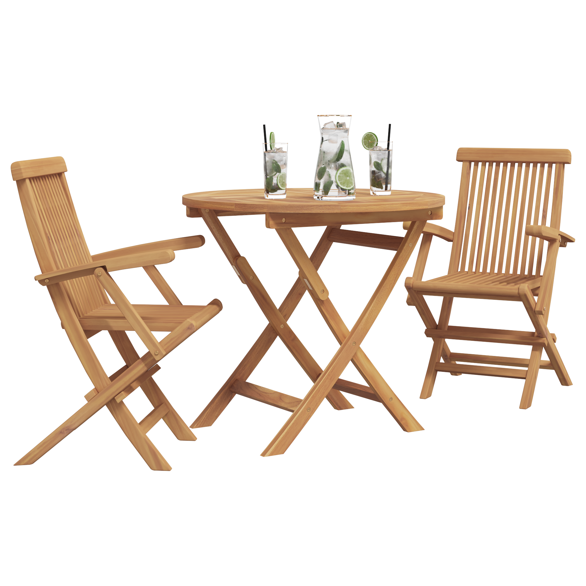 3 Piece Folding Garden Bistro Set Solid Wood Acacia - Image 3