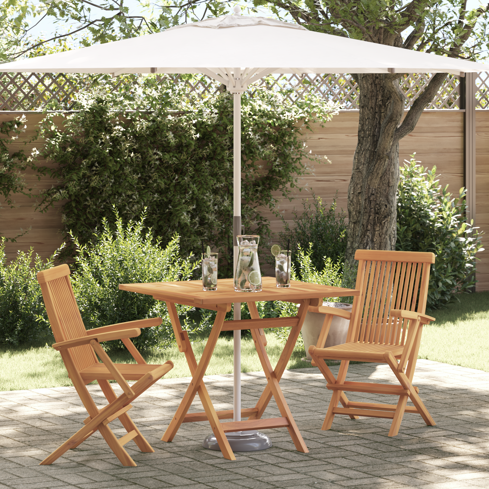 3-Delige Inklapbare Tuin Bistro Set Massief Hout Acacia