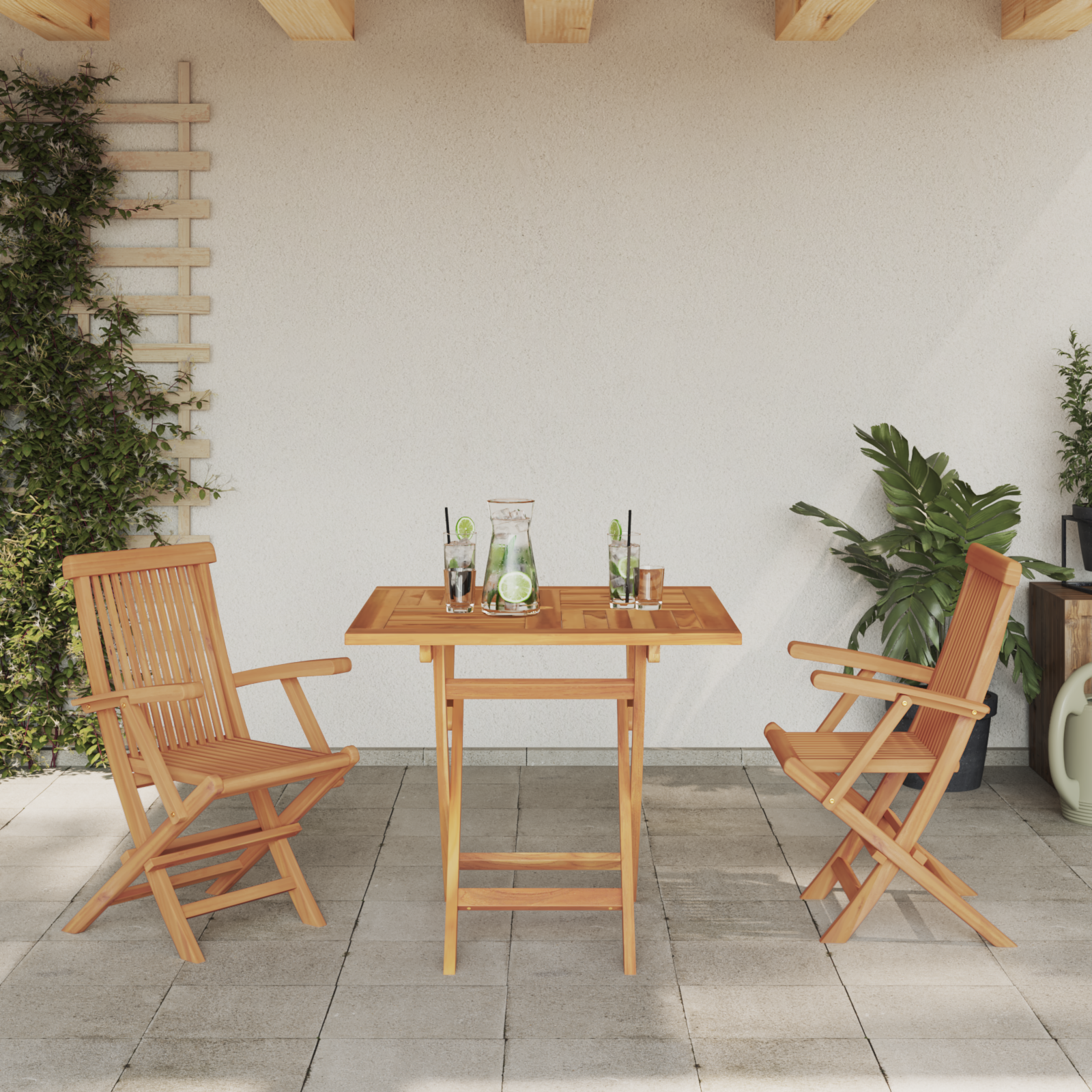 3 Piece Folding Garden Bistro Set Solid Wood Acacia - Image 4