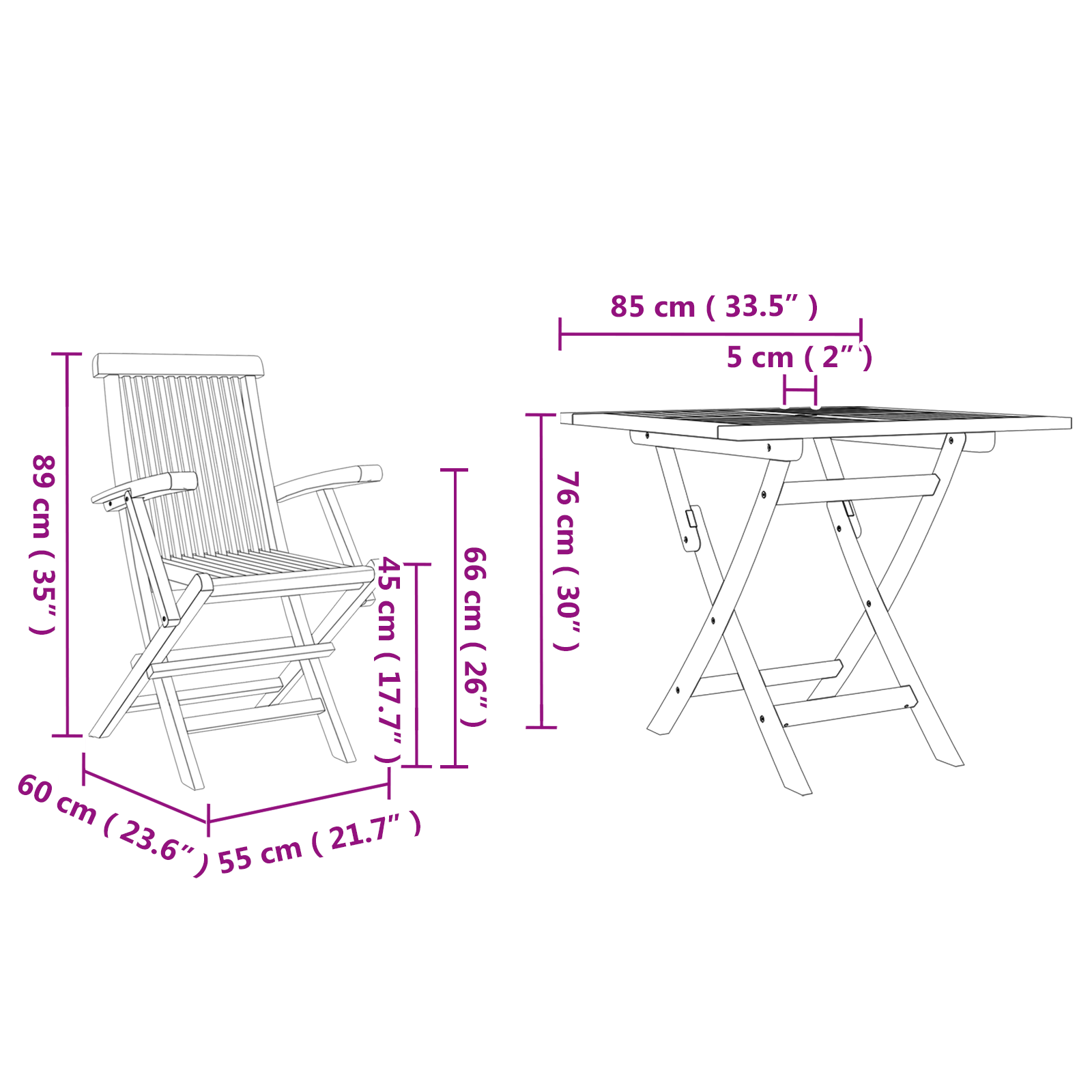 3-Delige Inklapbare Tuin Bistro Set Massief Hout Acacia image 12