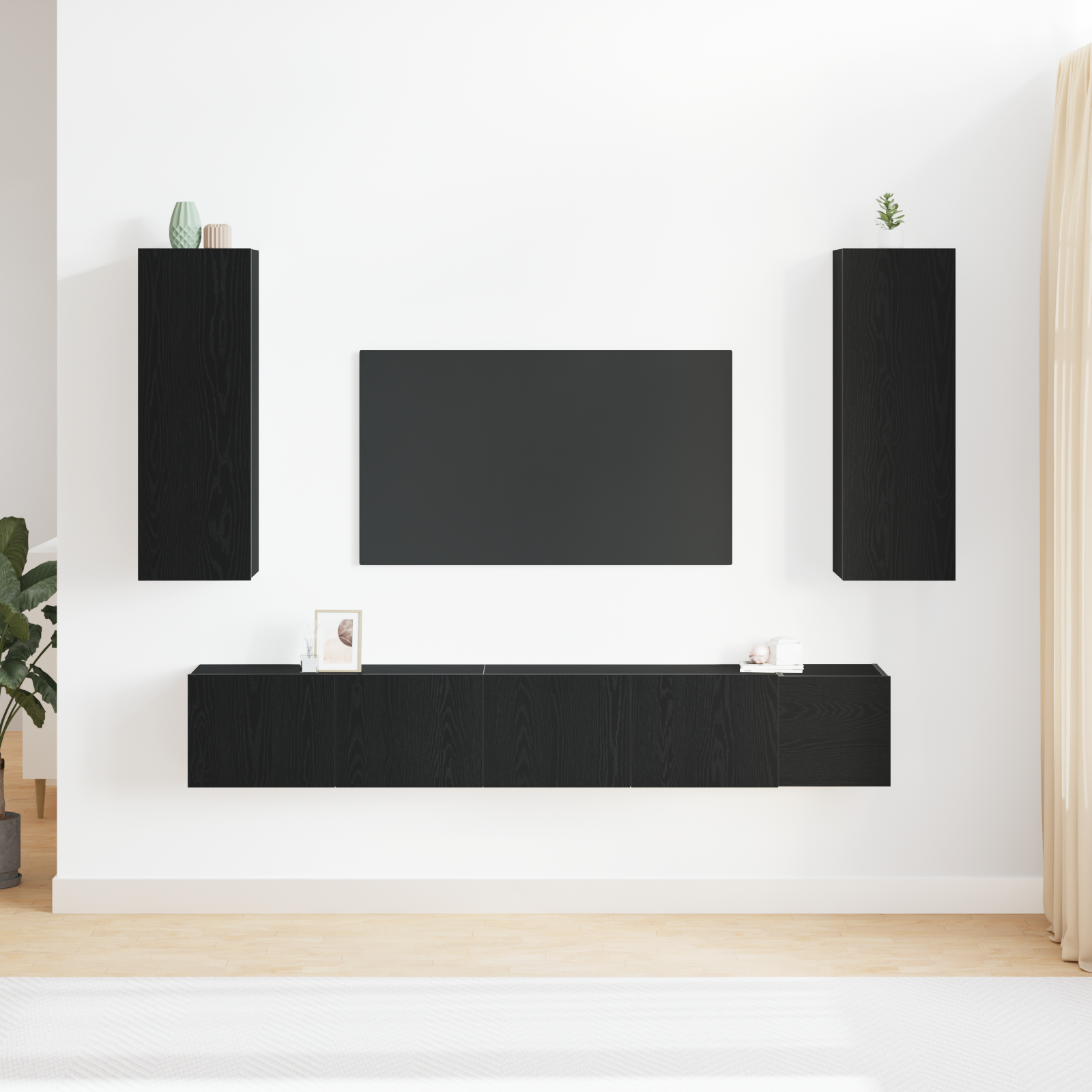 TV állványok 5 pcs Fekete tölgy Közepes Faanyag