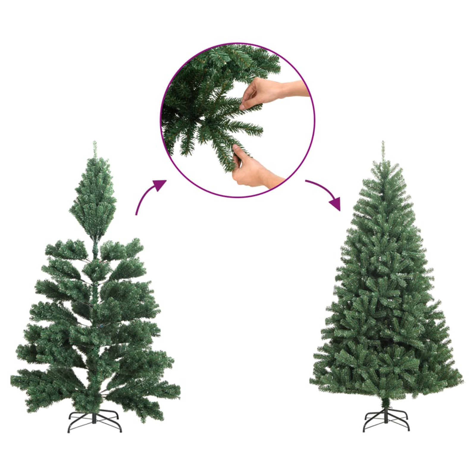Slim Christmas Tree with 300 LEDs Green 210 cm PVC - Image 10