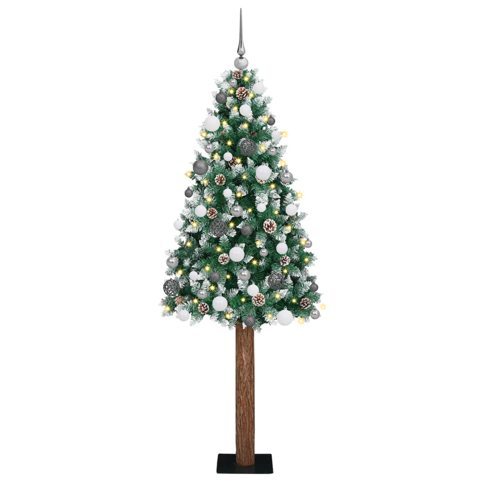 Slim kerstboom LED’s & Ballenset Groen 210 cm PVC