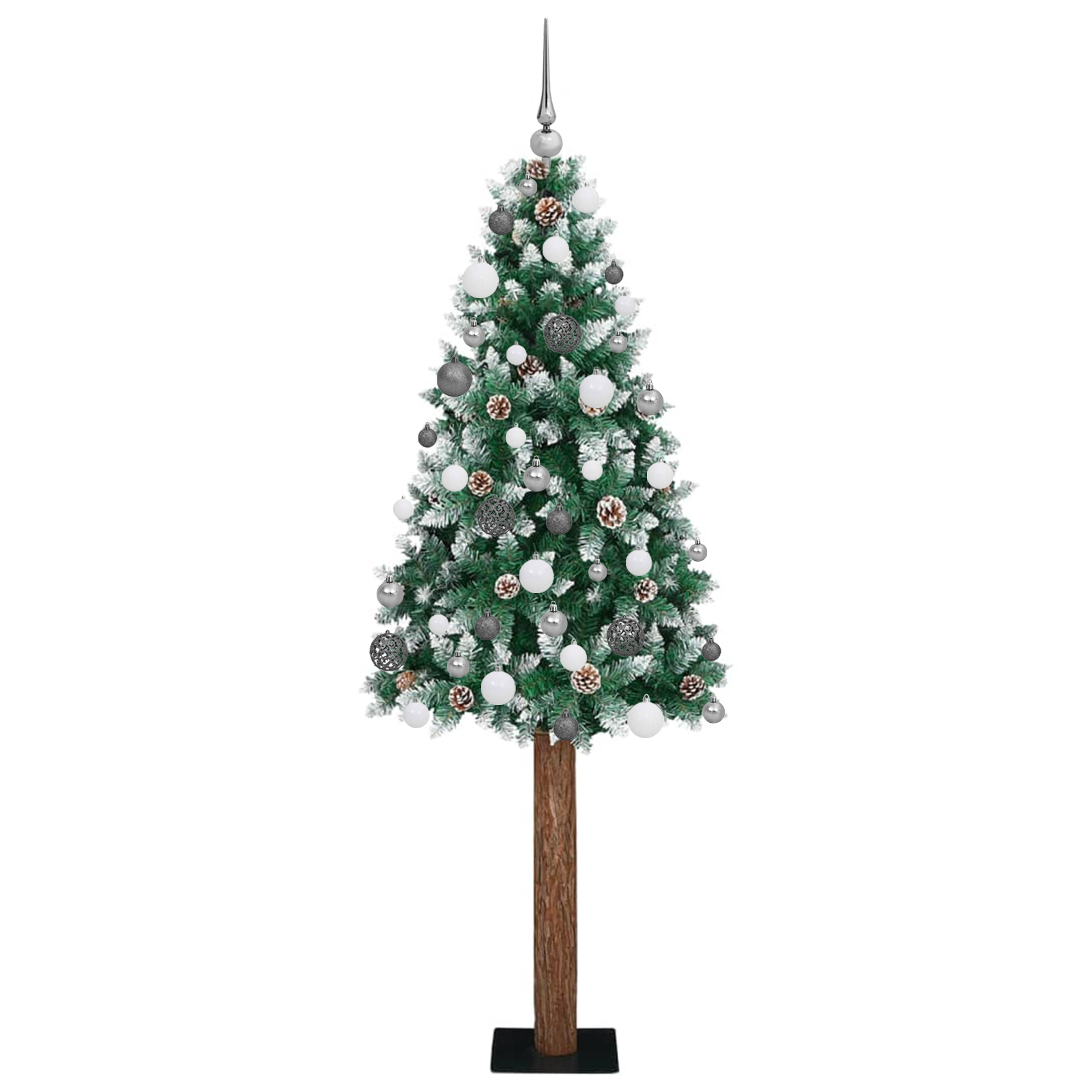 Slim Christmas Tree LEDs & Ball Set Green 210 cm PVC - Image 2