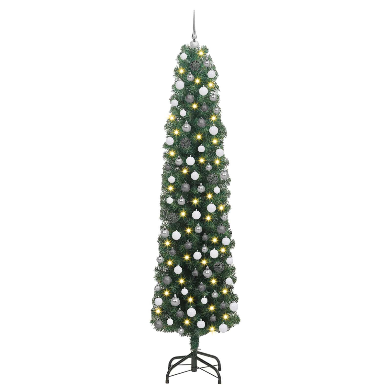 Slim Christmas Tree 300 LEDs & Ball Set Green 210 cm - Image 2
