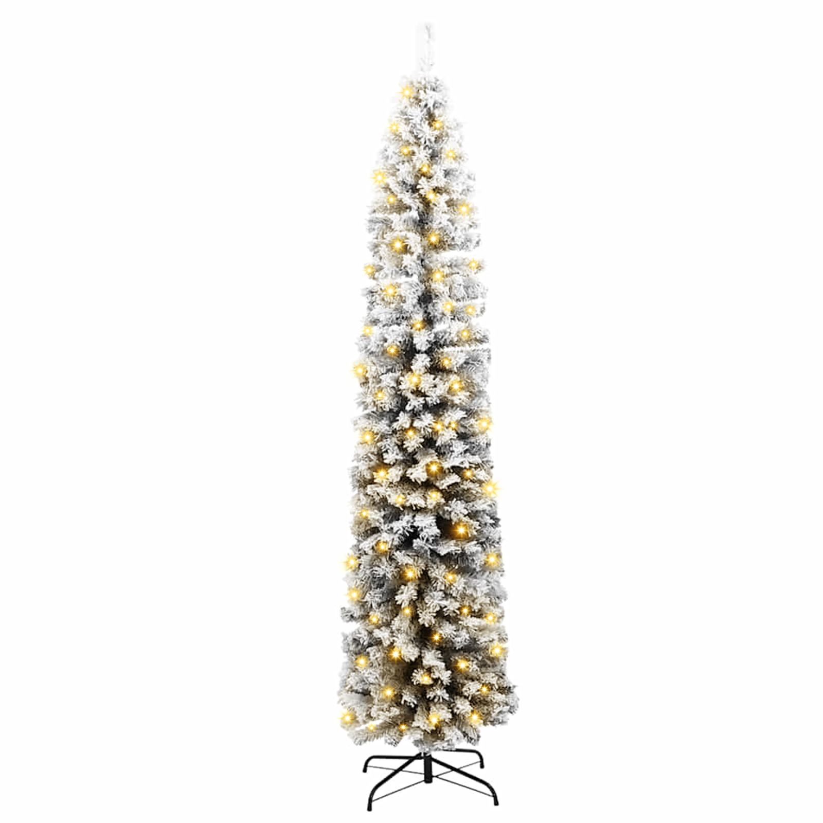 Slim Christmas Tree 300 LEDs & Flocked Snow Green 240 cm - Image 2