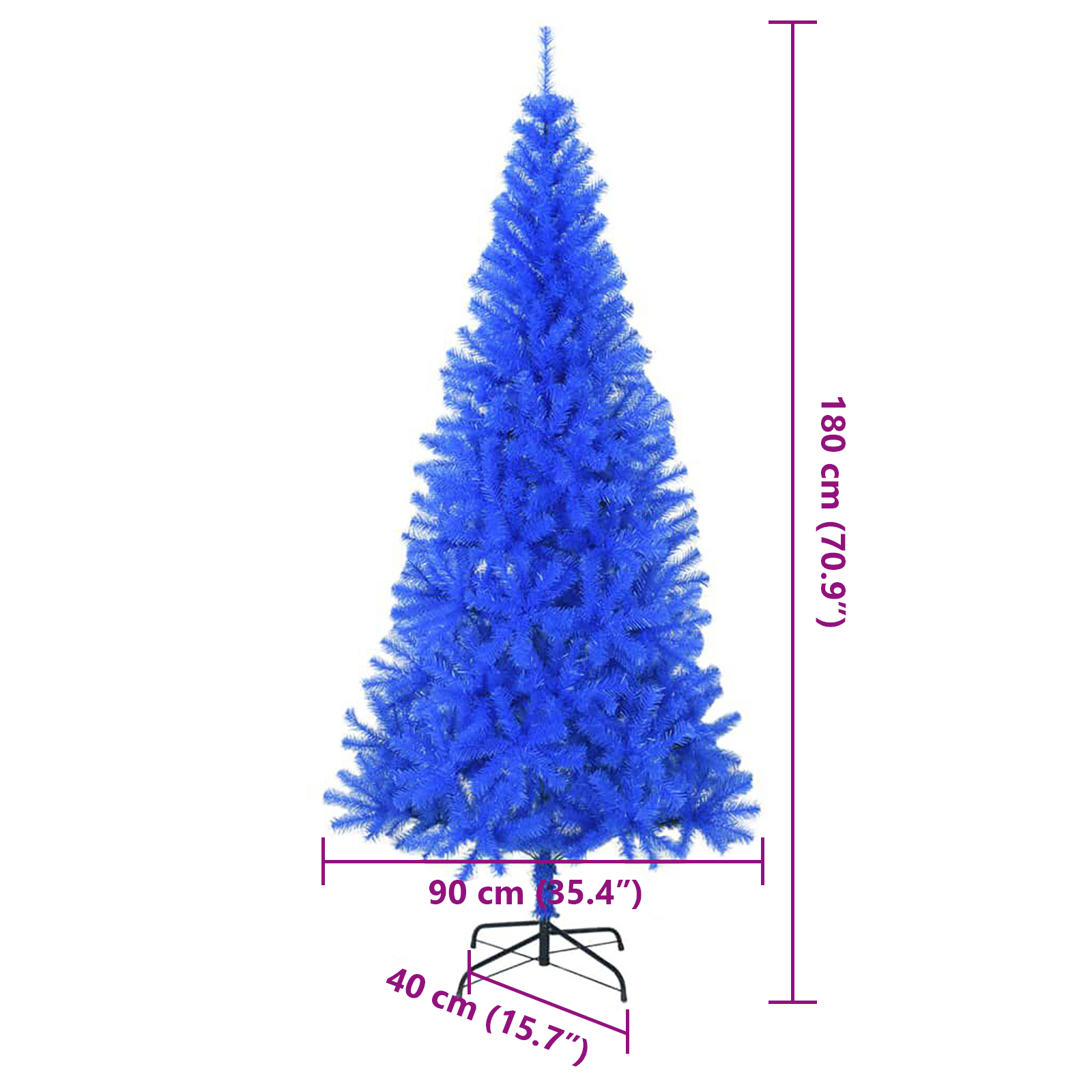 Artificial Christmas Tree with 300 LEDs Blue 180 cm PVC - Image 5