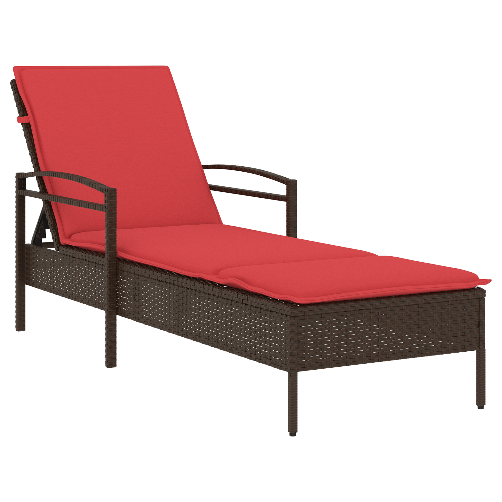 vidaXL Zahradní lehátko s polštářem hnědé 63 x 200 x 81 cm polyratan (pouze pro USA)