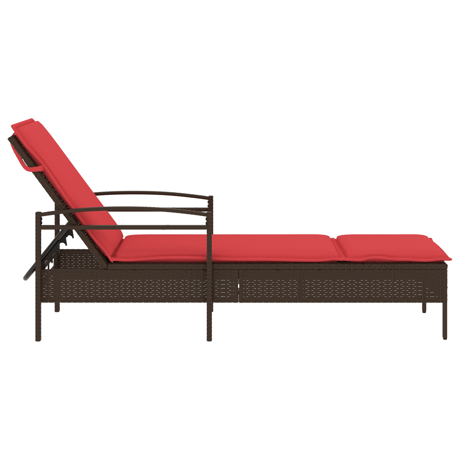 Sun Lounger with Cushion Brown 63x200x81 cm Poly Rattan - Image 5
