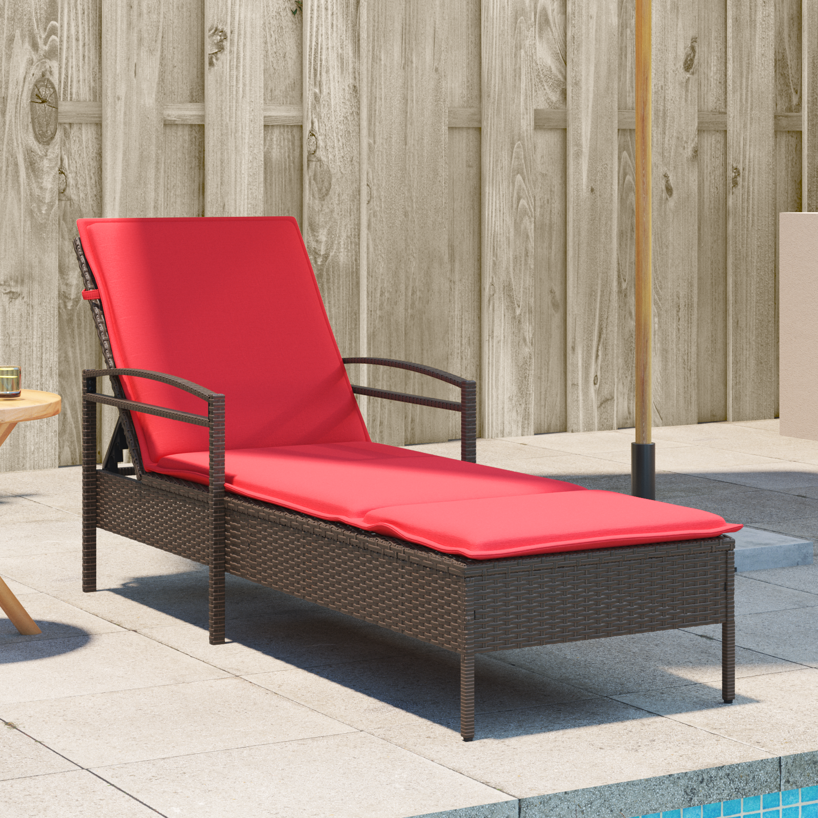 Sun Lounger with Cushion Brown 63x200x81 cm Poly Rattan - Image 3