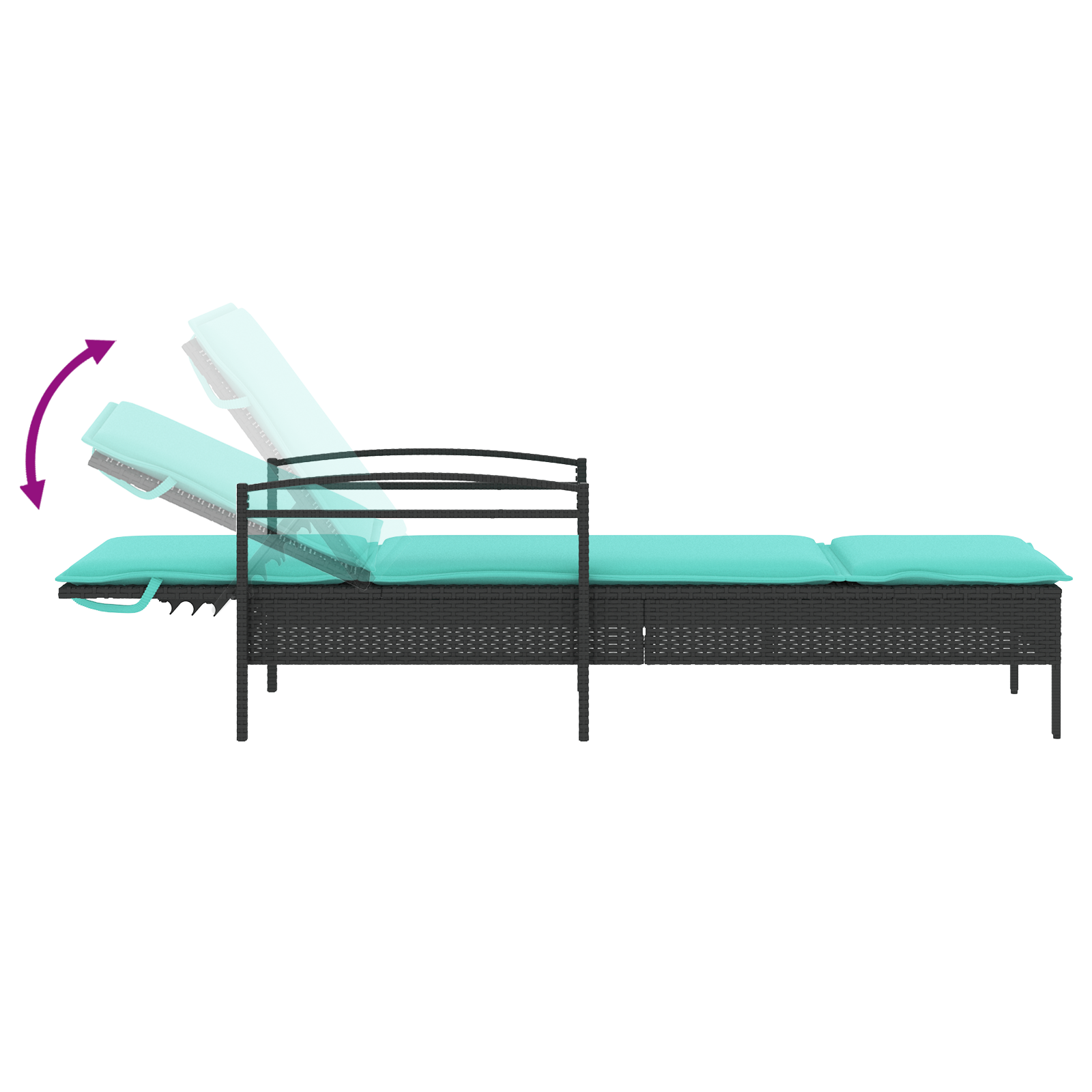 Sun Lounger with Cushion Black 63x200x81 cm Poly Rattan - Image 7