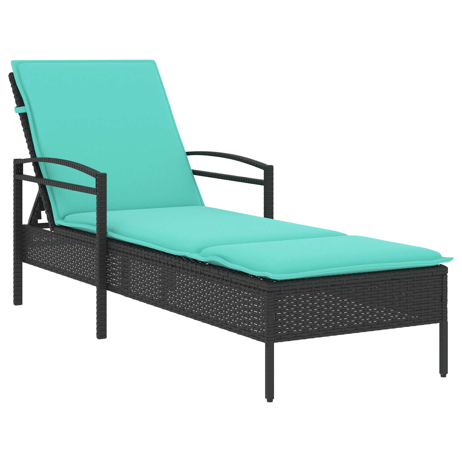 vidaXL Zahradní lehátko s polštářem černé 63 x 200 x 81 cm polyratan (pouze pro USA)