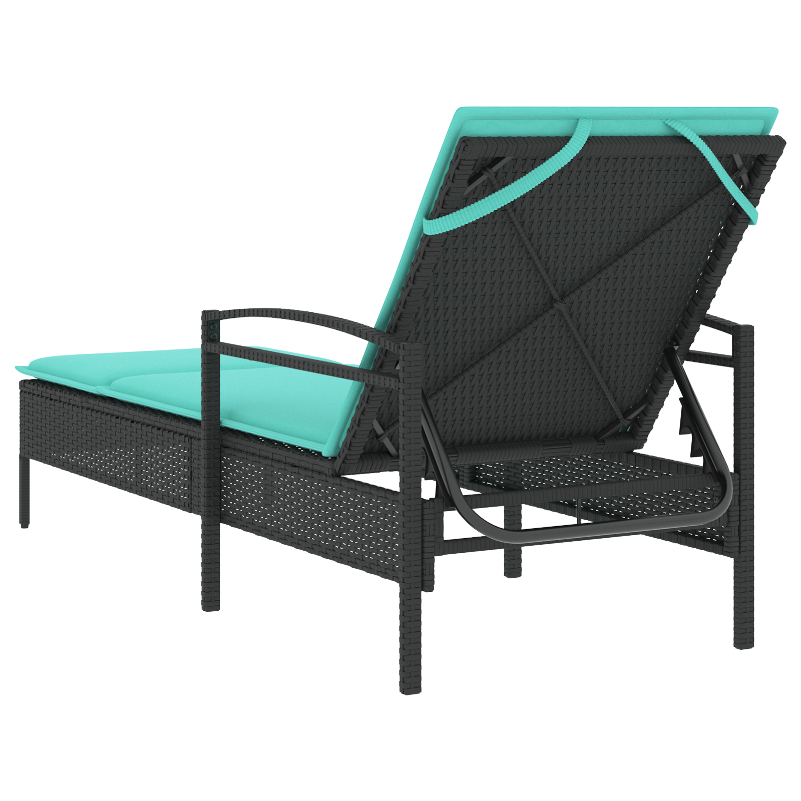 Sun Lounger with Cushion Black 63x200x81 cm Poly Rattan - Image 5