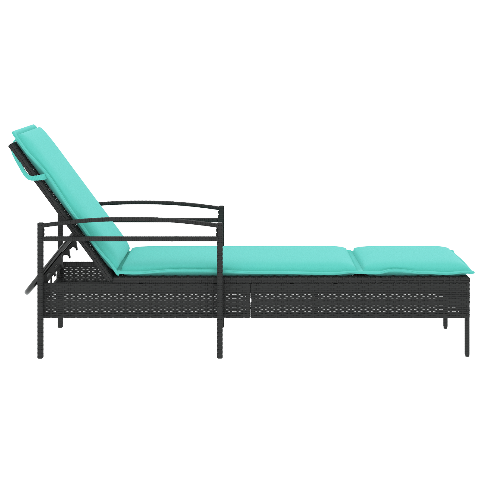 Sun Lounger with Cushion Black 63x200x81 cm Poly Rattan - Image 4