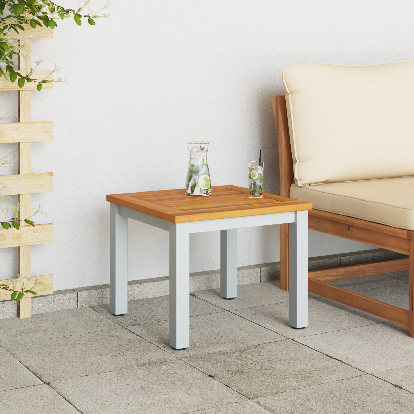 Garden Side Table 45x45x38 cm Solid Acacia Wood - Image 4