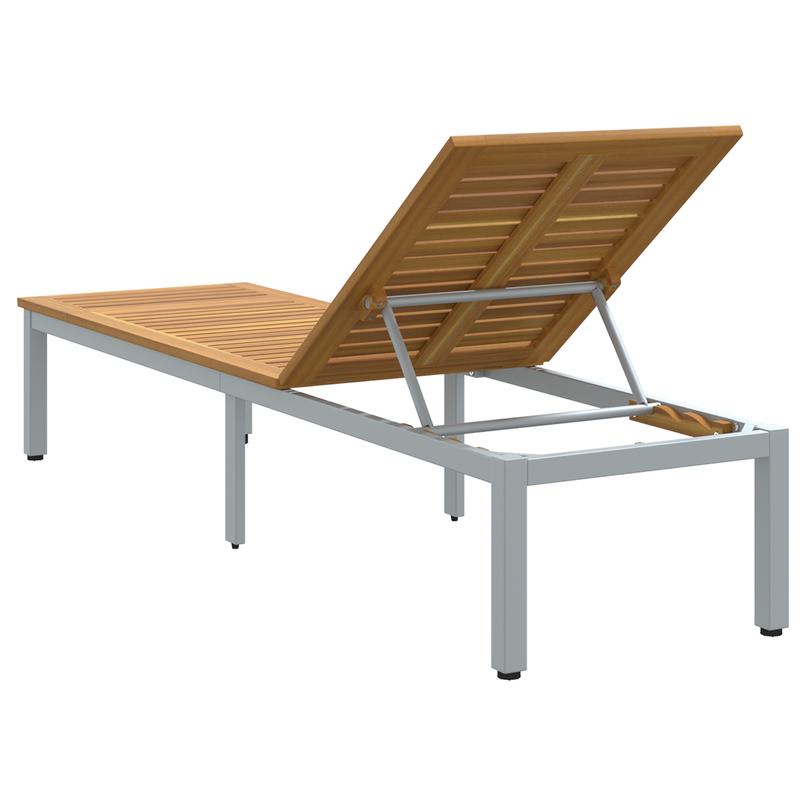 Sun Lounger Grey 200x55x35 cm Solid Wood Acacia - Image 9