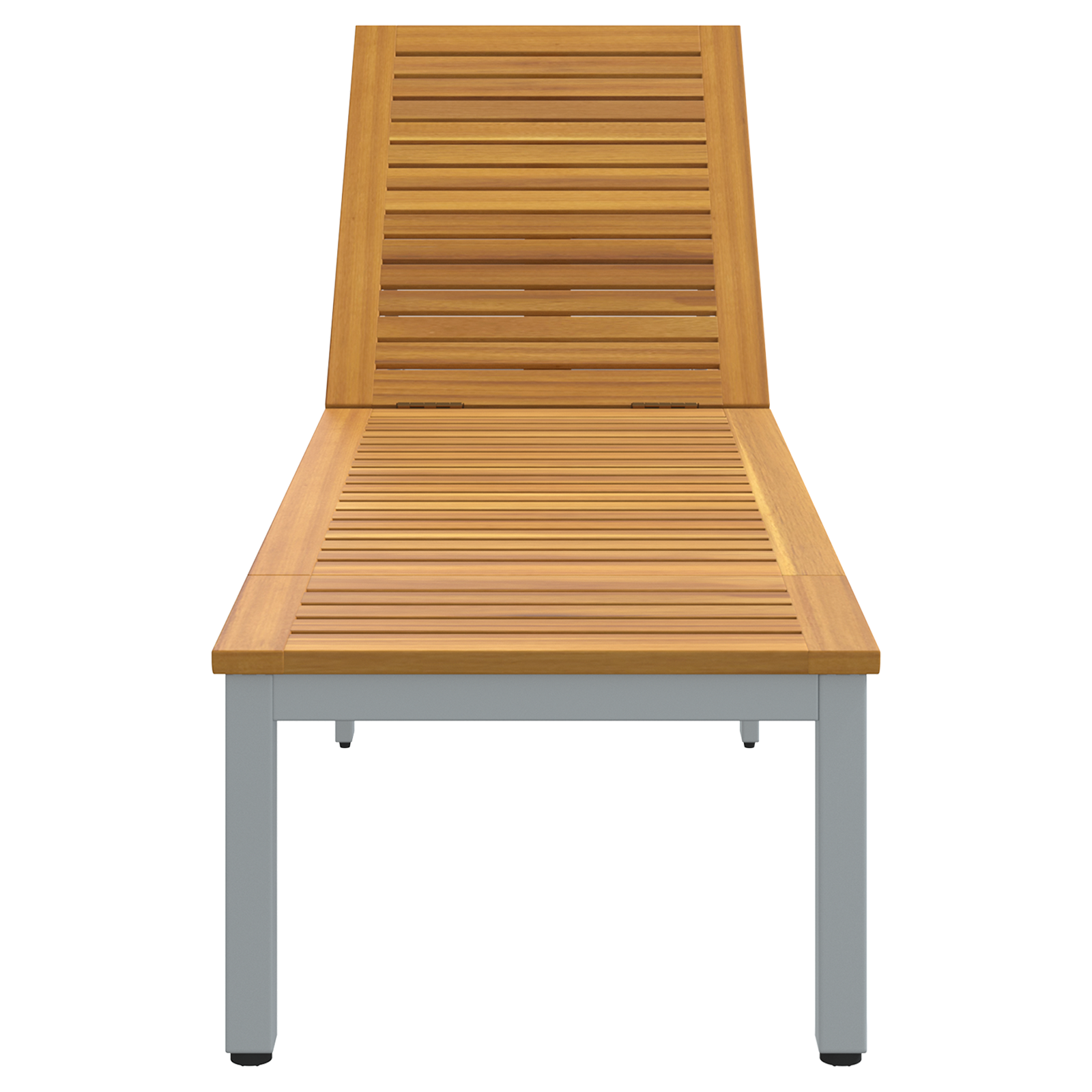 Sun Lounger Grey 200x55x35 cm Solid Wood Acacia - Image 6