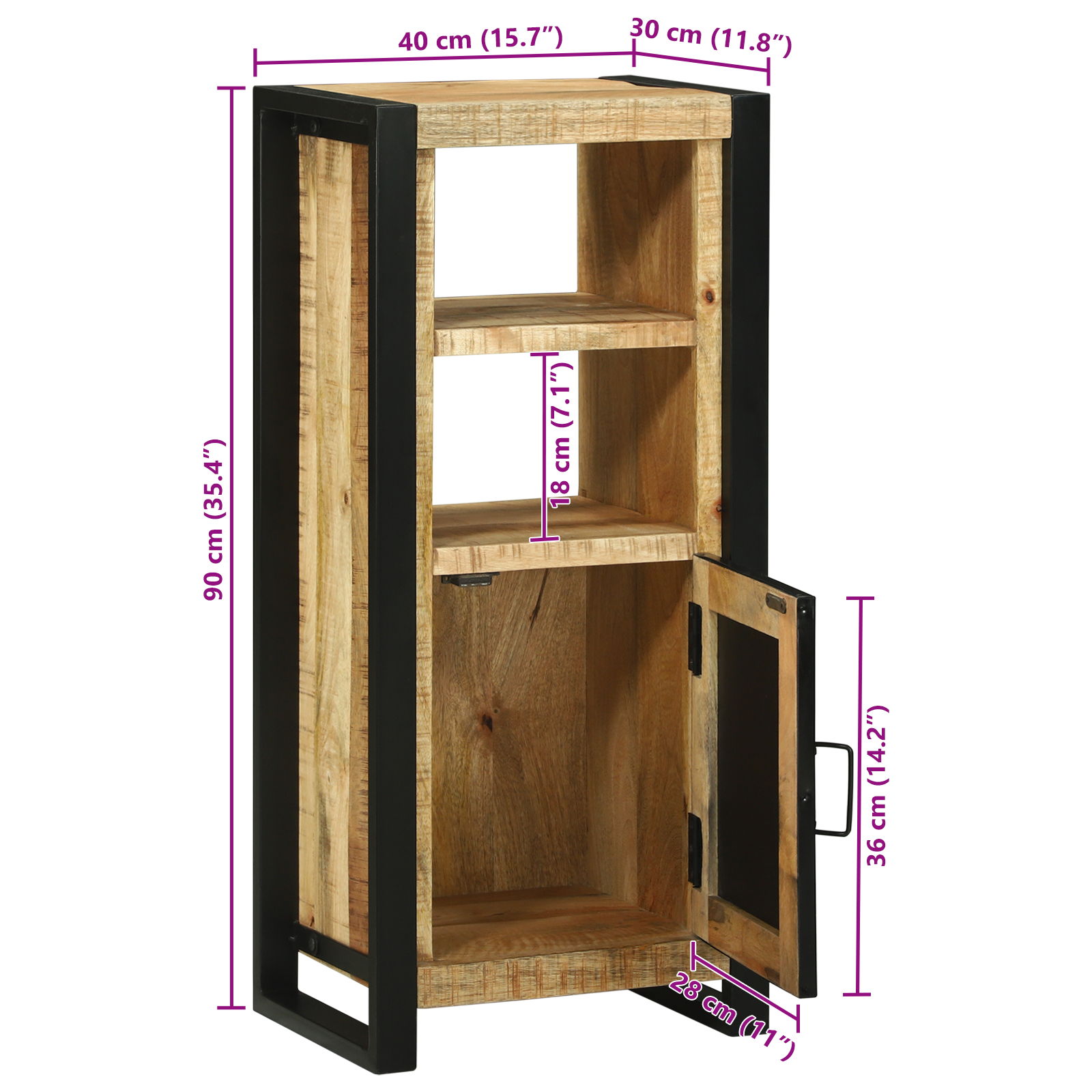 Badkamerkast met plank Bruin 40 x 30 x 90 cm Massief Mango Hout