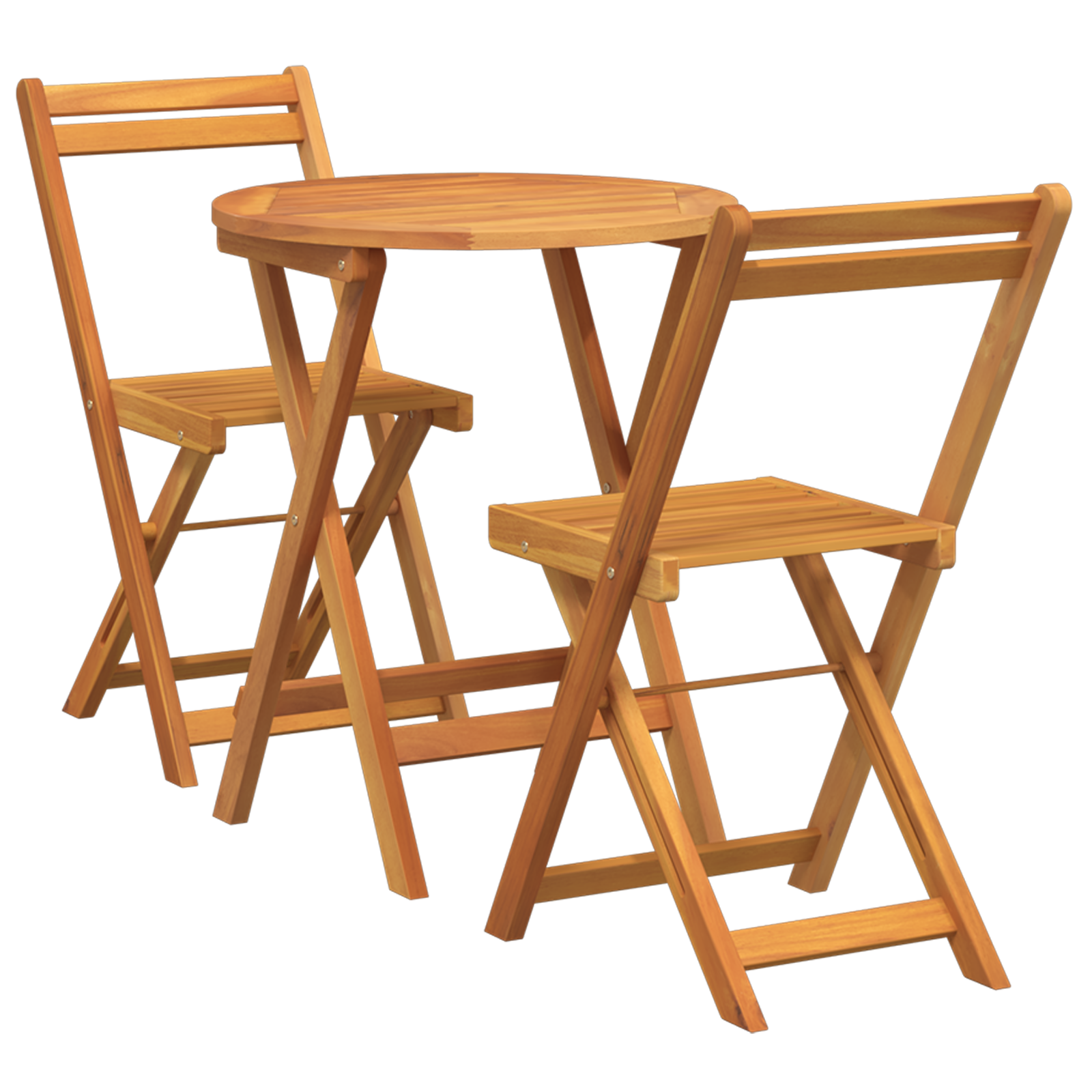3 Piece Folding Bistro Set Solid Wood Acacia - Image 2