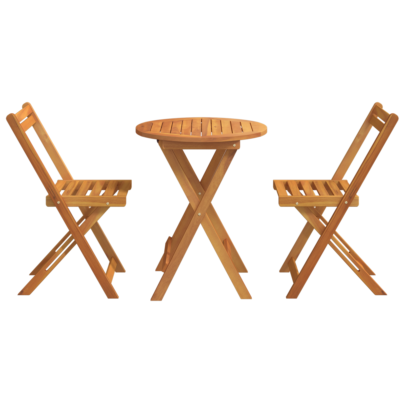 3 Piece Folding Bistro Set Solid Wood Acacia - Image 7