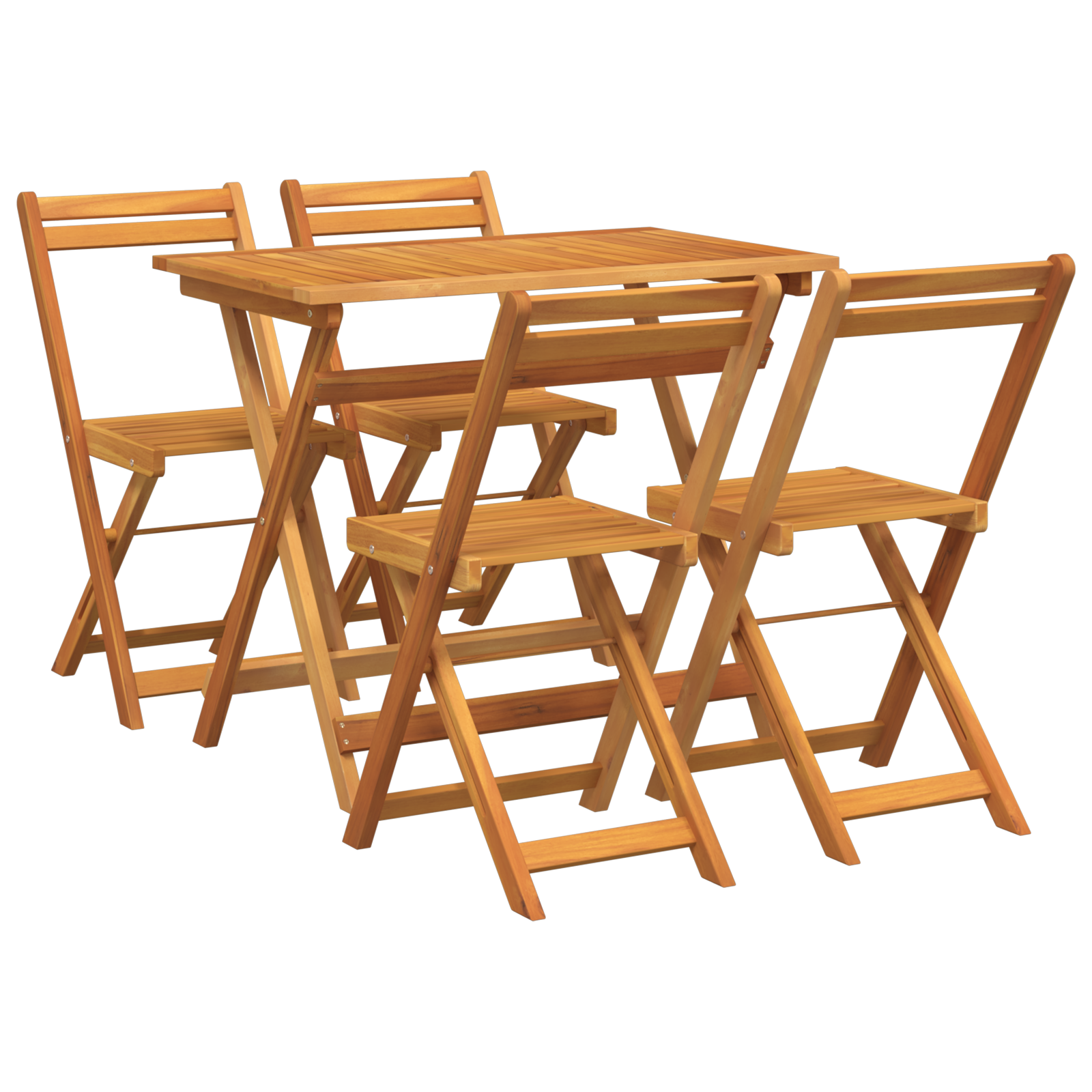 5 Piece Folding Bistro Set Solid Wood Acacia - Image 2