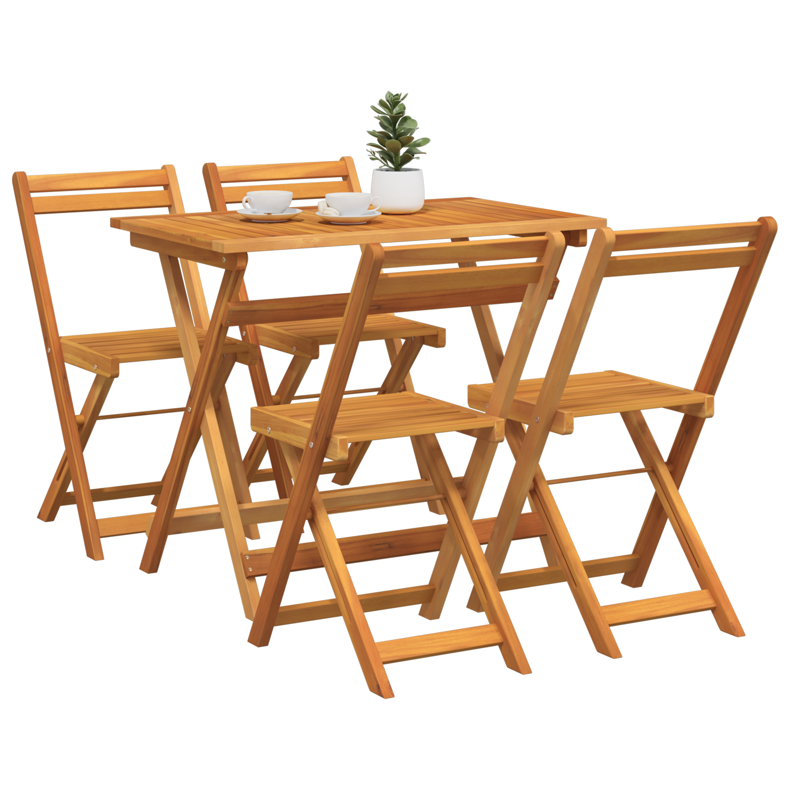 5 Piece Folding Bistro Set Solid Wood Acacia - Image 3